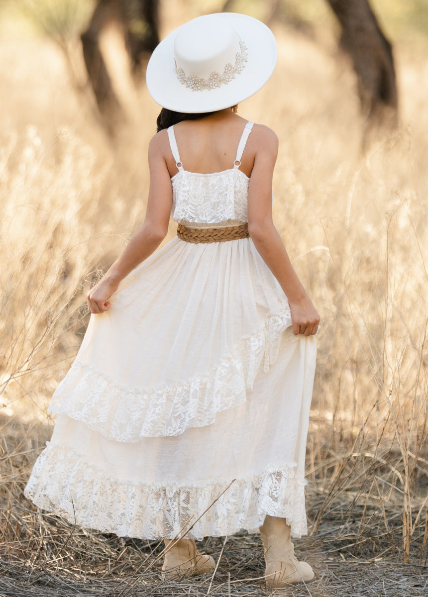 Cream Siti Dress for Women - Elegant Flowy Maxi Dress for Summer, Beach, Wedding & Special Occasions