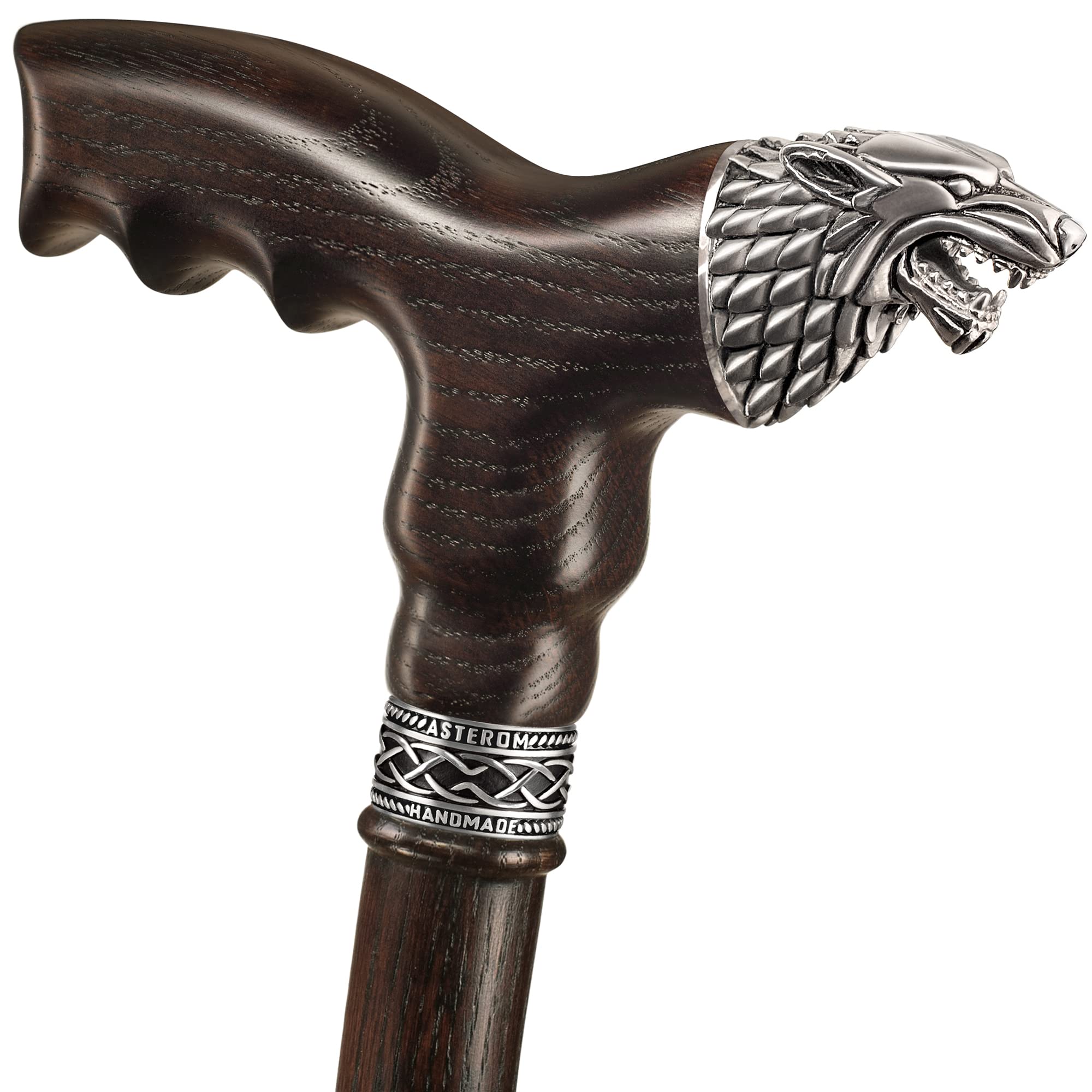 Handmade Wooden Walking Cane with Wolf Head Design - Elegant Walking Stick for Men & Women - Perfect for Hiking, Fashion Accessory, and Elderly Support