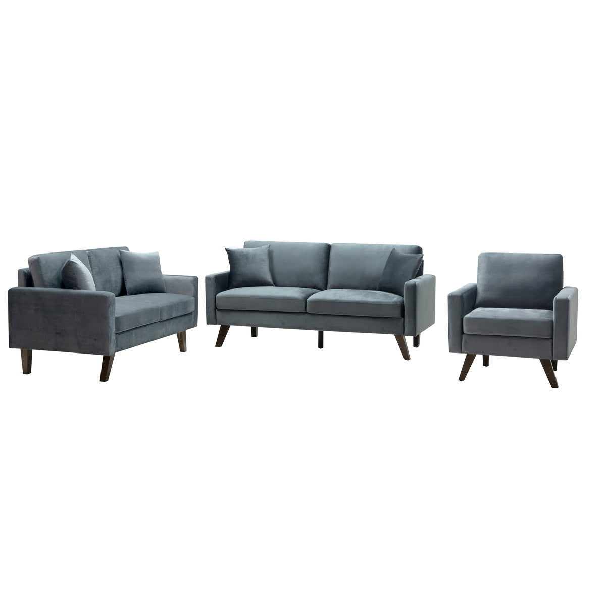 CozyCloud Grey Velvet Loveseat Sofa - Small Couch for Living Room, Bedroom & Apartment - Plush Upholstered 2-Seater with Solid Wood Legs - Perfect for Relaxing, Reading & Small Spaces