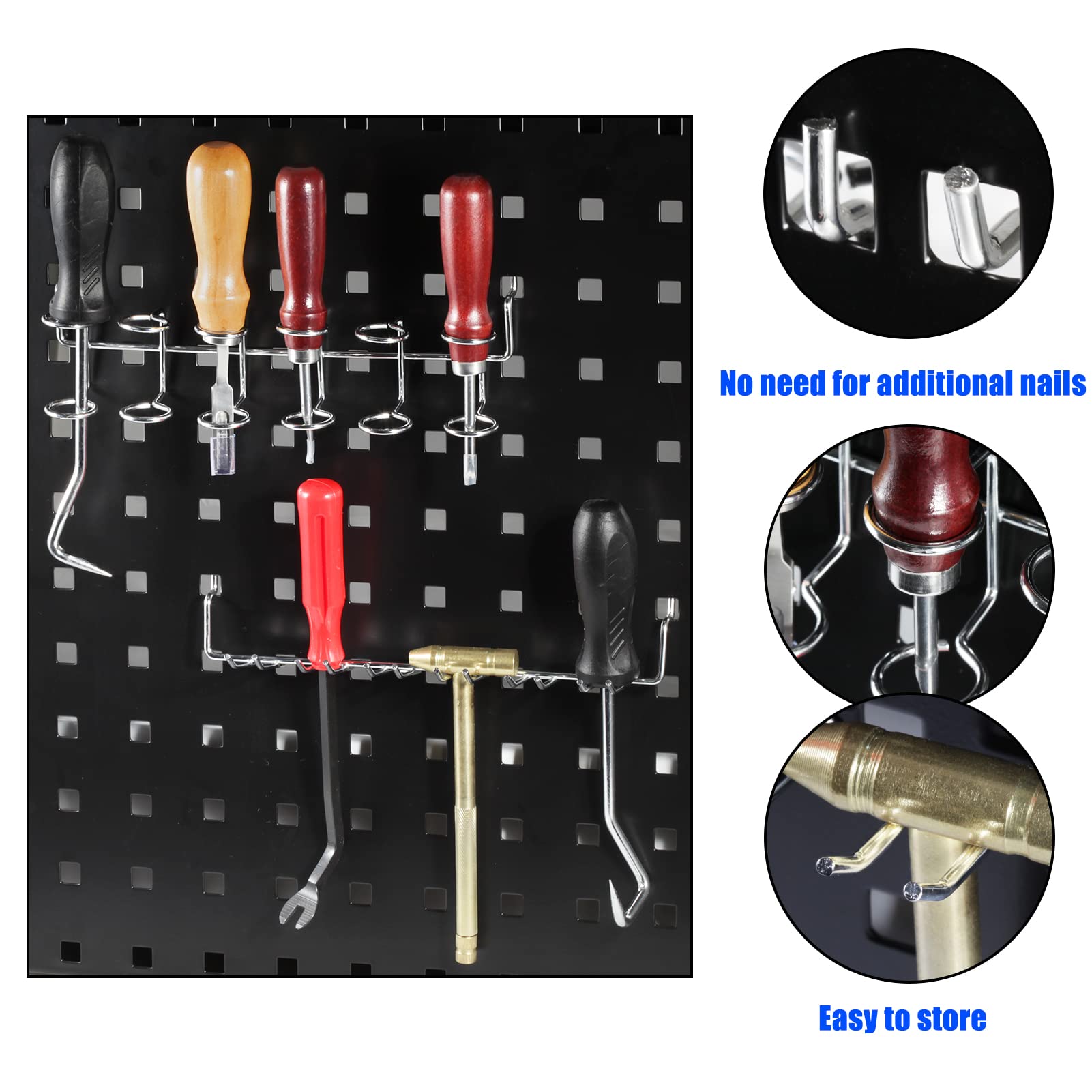 SPEEDWOX 2-Piece Pegboard Screwdriver Holder Set - Multi-Tool Organizer with Double-Ring Hooks for Kitchen, Garage & Workbench - Durable Pegboard Accessories for Tool Storage & Organization