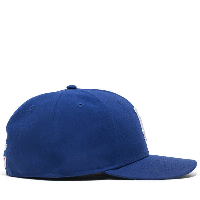 New Era x Politics Los Angeles Dodgers 59FIFTY Fitted Hat - Dark Royal Blue Baseball Cap for Men & Women - Perfect for Games, Streetwear & Sports Fashion
