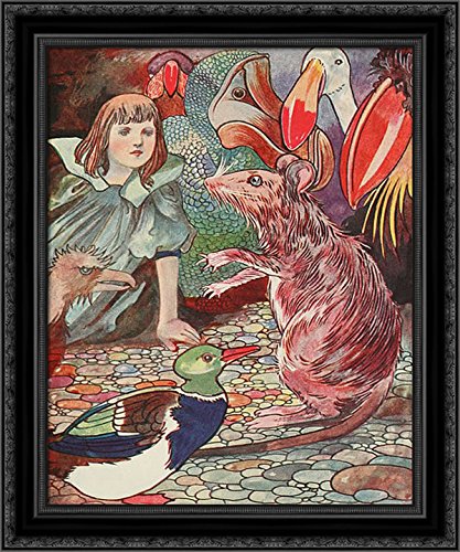 24x20 Black Ornate Wood Framed Canvas Art - 'Ahem' Said The Mouse by Charles Robinson | Whimsical Nursery Decor, Kids Room Wall Art, Vintage Storybook Illustration