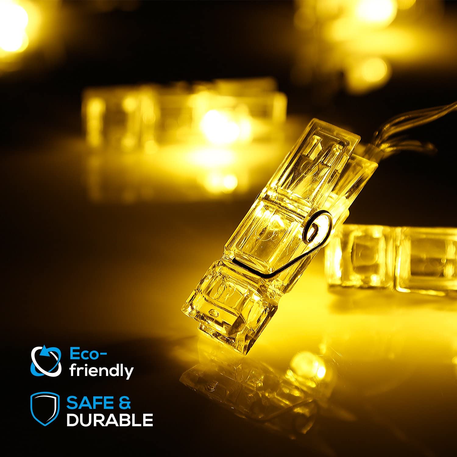 AWEHIRU 20Ft 40 LED Photo Clip String Lights with Remote - USB Powered Fairy Lights for Indoor & Outdoor Decor - Perfect for Dorm Rooms, Bedrooms, Weddings & Picture Displays (Warm White)
