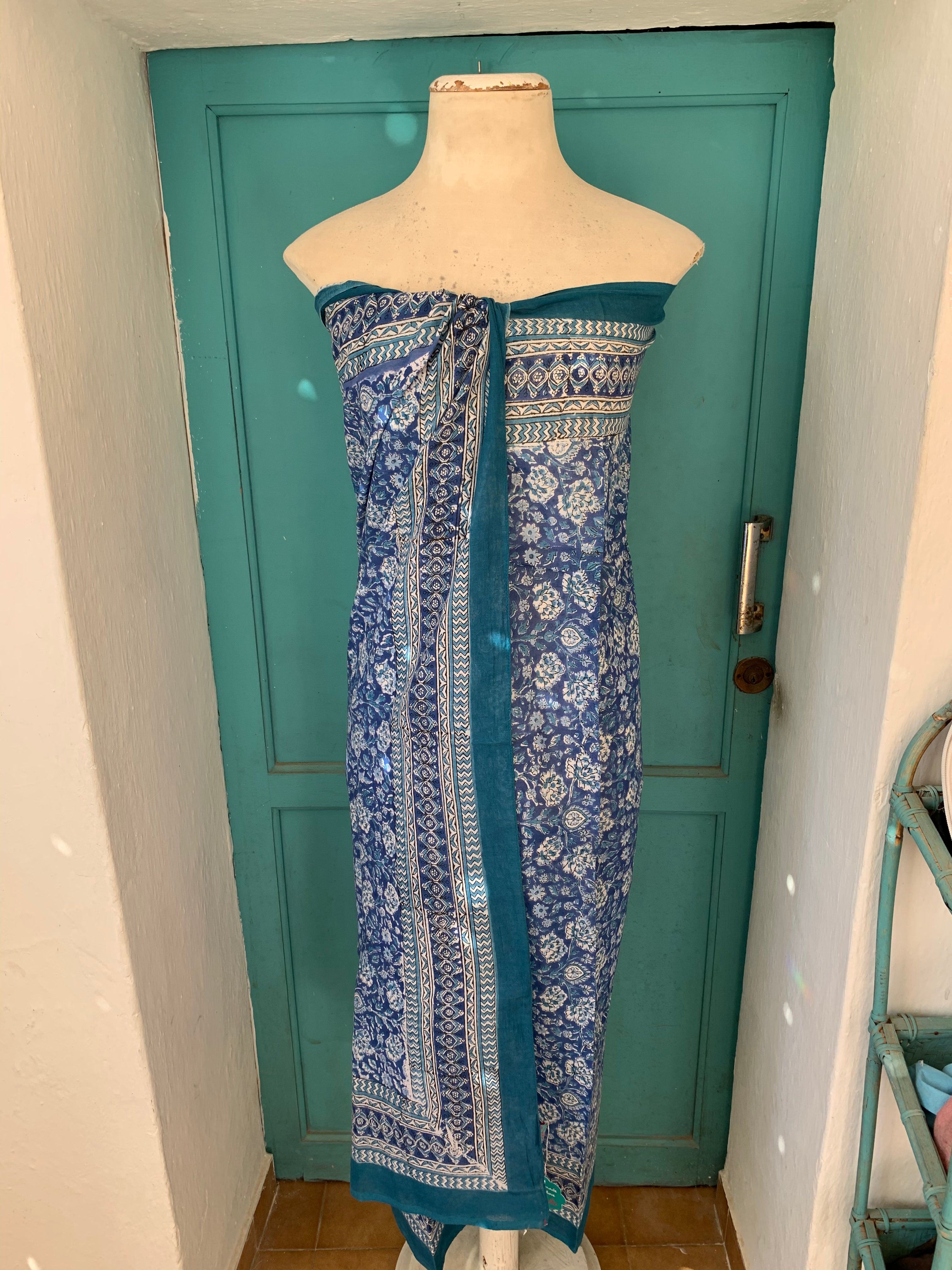 Stylish Block Print Cotton Sarong Pareo Shawl - New Collection for Beach, Pool, and Summer Fashion