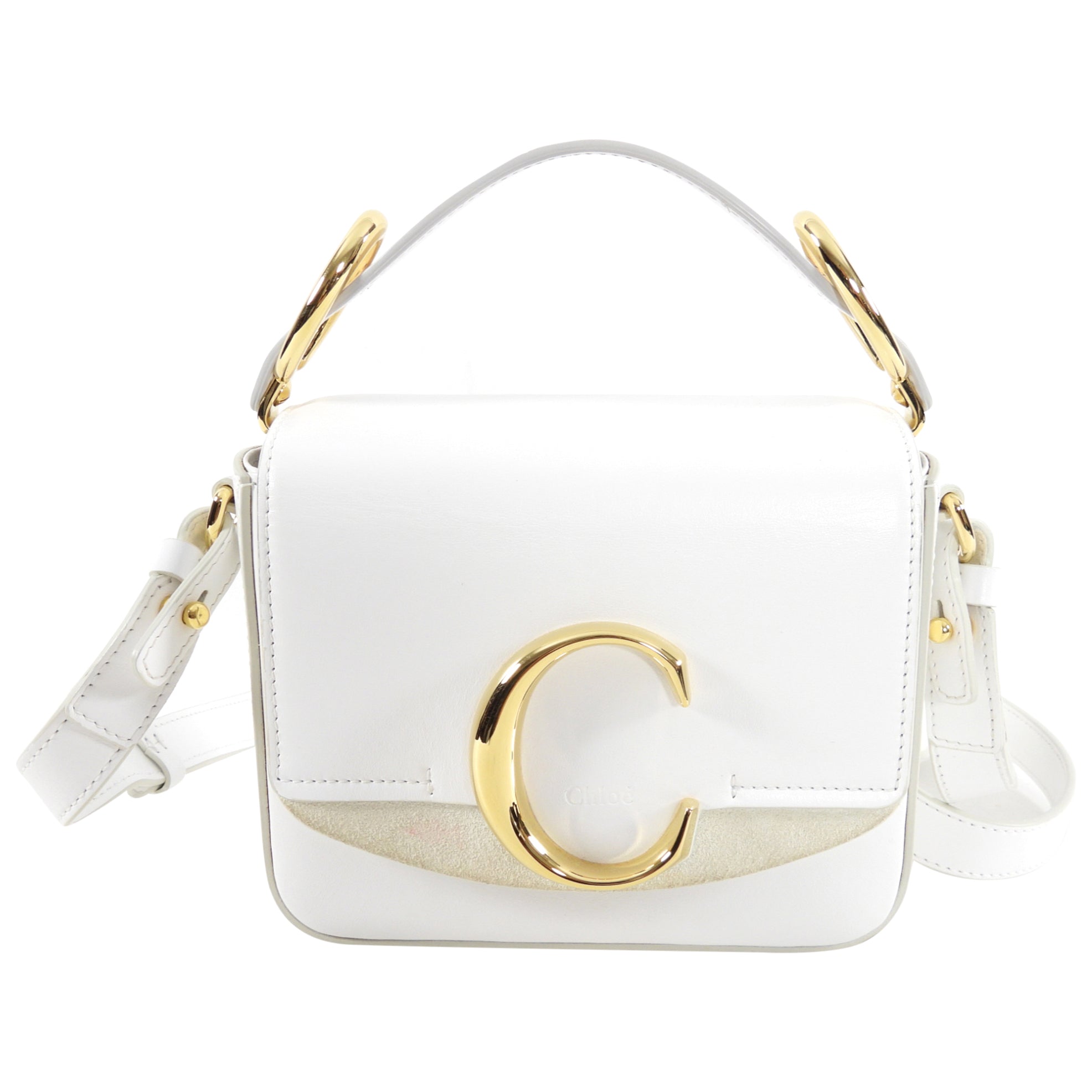 Chloe Mini C Crossbody Bag for Women - Small White Leather Shoulder Purse - Perfect for Everyday Use, Travel & Date Nights