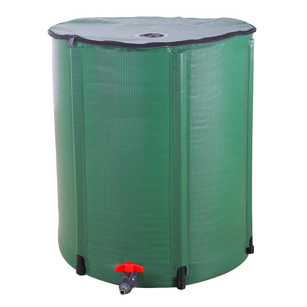 66 Gallon Collapsible Rain Barrel Water Tank - Portable Water Storage Container with Filter for Rainwater Collection System, Downspout & Outdoor Use (Green, 66 Gallon) - Perfect for Gardening, Emergency Water Supply & Eco-Friendly Water Conservation