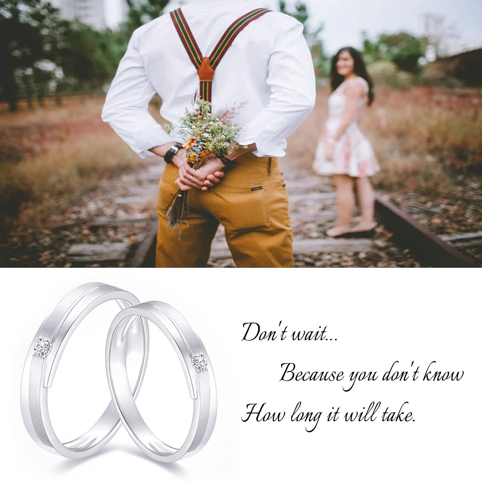 Diamond Matching Couples Rings for Him and Her - Sterling Silver/10K/14K/18K Wedding Promise Rings with Free Engraving - Perfect for Anniversaries, Engagements & Romantic Gifts