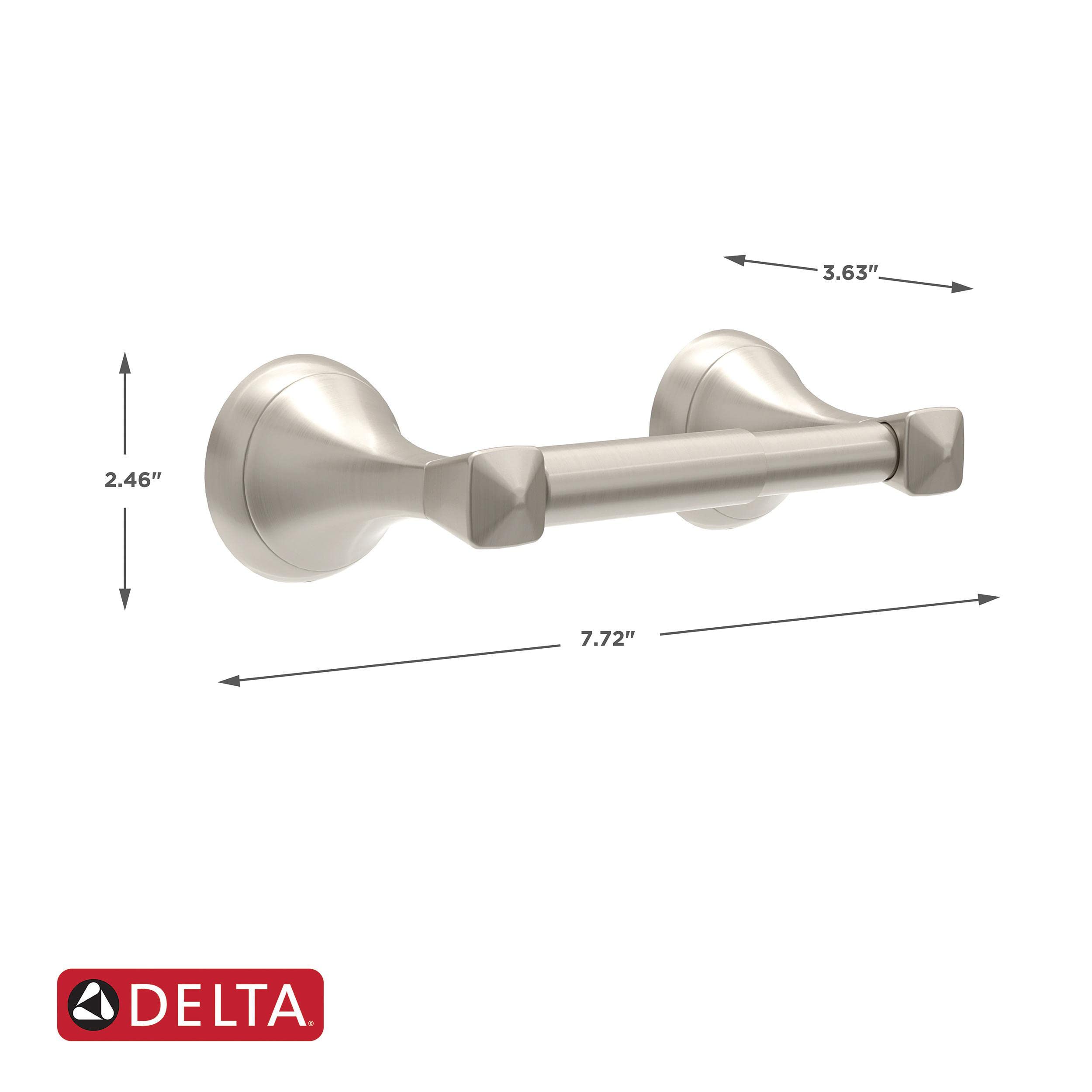 Delta ESA50-DN Brushed Nickel Spring Loaded Toilet Paper Holder with SpotShield Finish - Durable Bathroom Tissue Roll Dispenser for Home, Hotel & Office Use