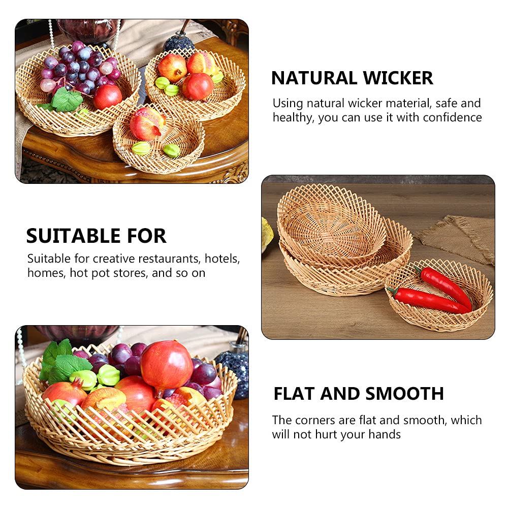 1pc Round Woven Rattan Storage Basket - Handmade Willow Fruit Bowl for Snacks, Nuts, Bread, Picnic Serving | Perfect for Kitchen, Dining Table, Party Decor & Vegetable Storage