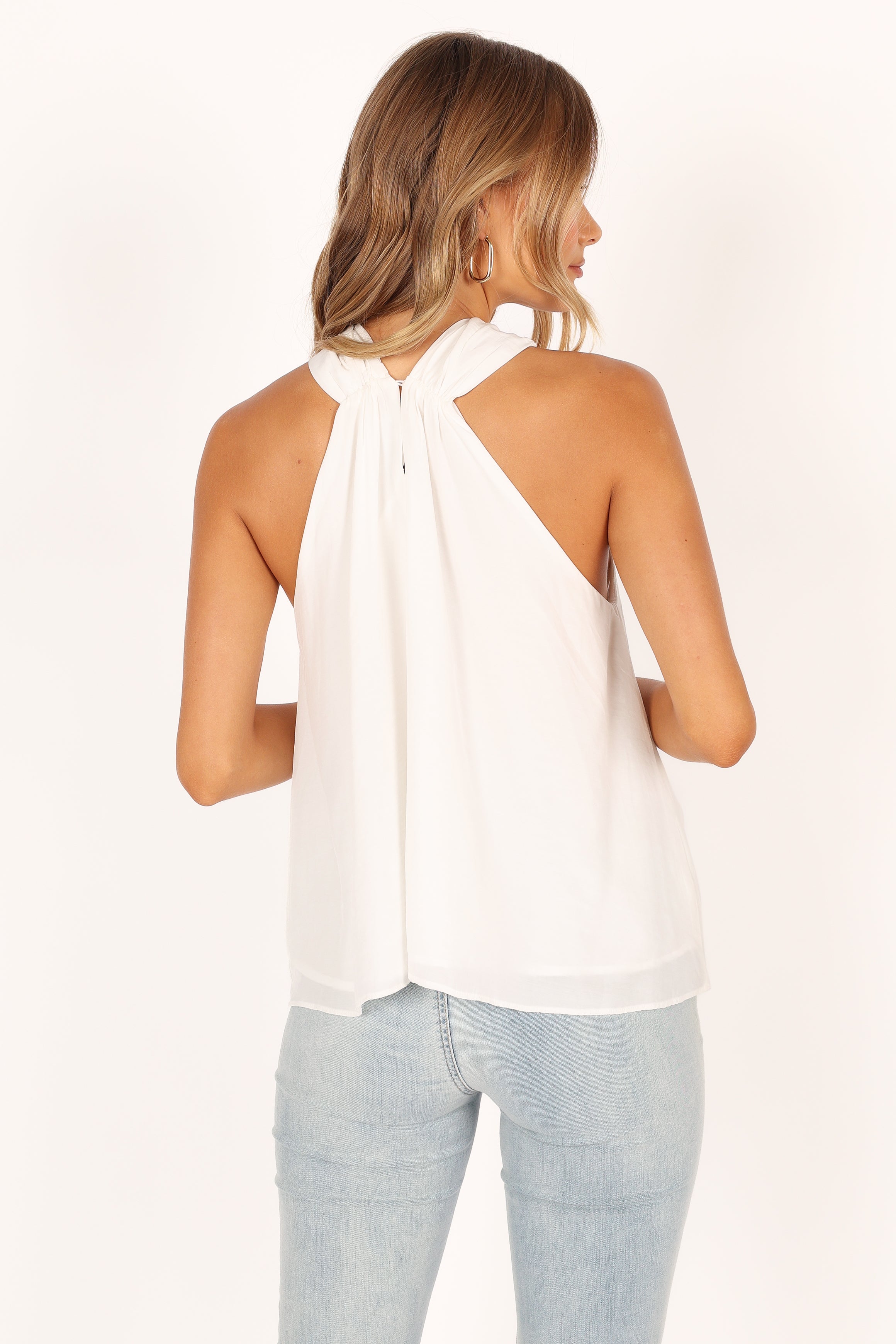 Jilly Halter Top for Women - Off White Summer Crop Top | Boho Chic Beachwear, Casual Outfit, Music Festival Fashion
