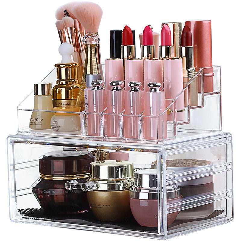 Clear Acrylic Makeup Organizer with Drawers - Cosmetic & Jewelry Storage Display Case for Vanity, Bathroom, and Dressing Table Organization
