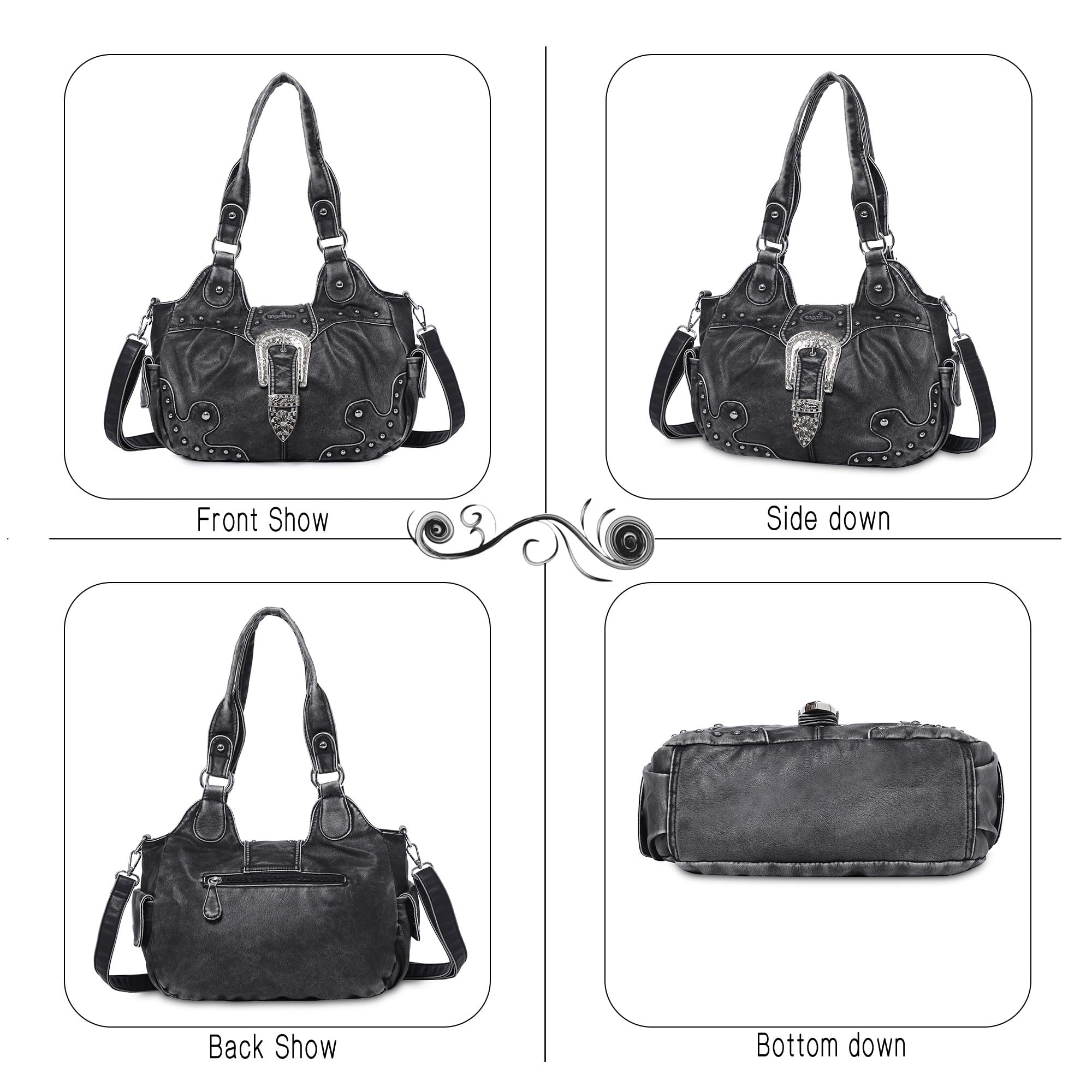 Angel Kiss Vegan Leather Hobo Bags for Women - Stylish Shoulder & Crossbody Handbags with Metal Studs | Perfect for Work, Travel & Everyday Use