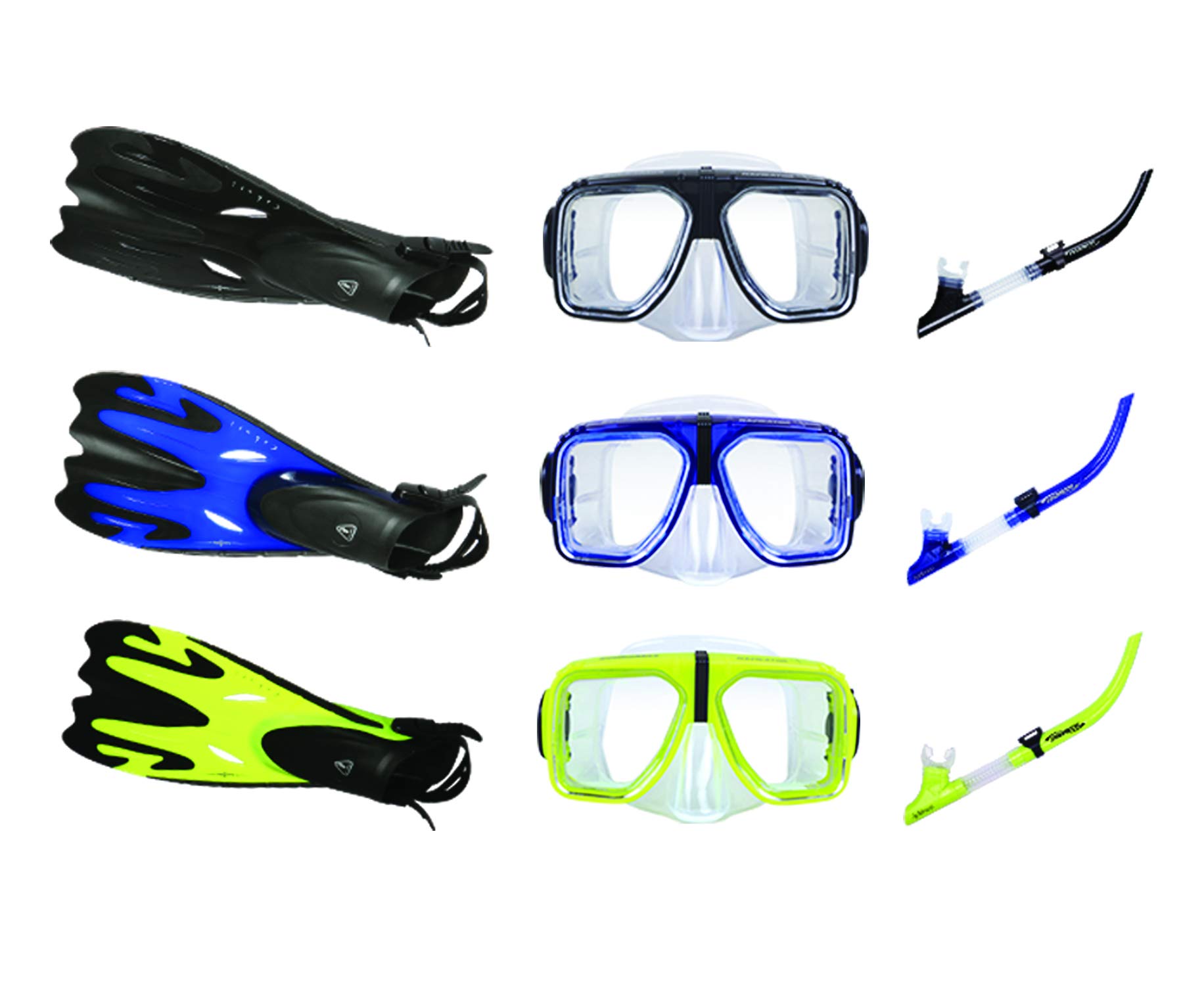 ScubaMax Full Face Snorkel Mask Set with Dry Top Snorkel & Adjustable Swim Fins - Comfortable Anti-Fog Dive Gear for Ocean Swimming, Snorkeling & Beach Vacations