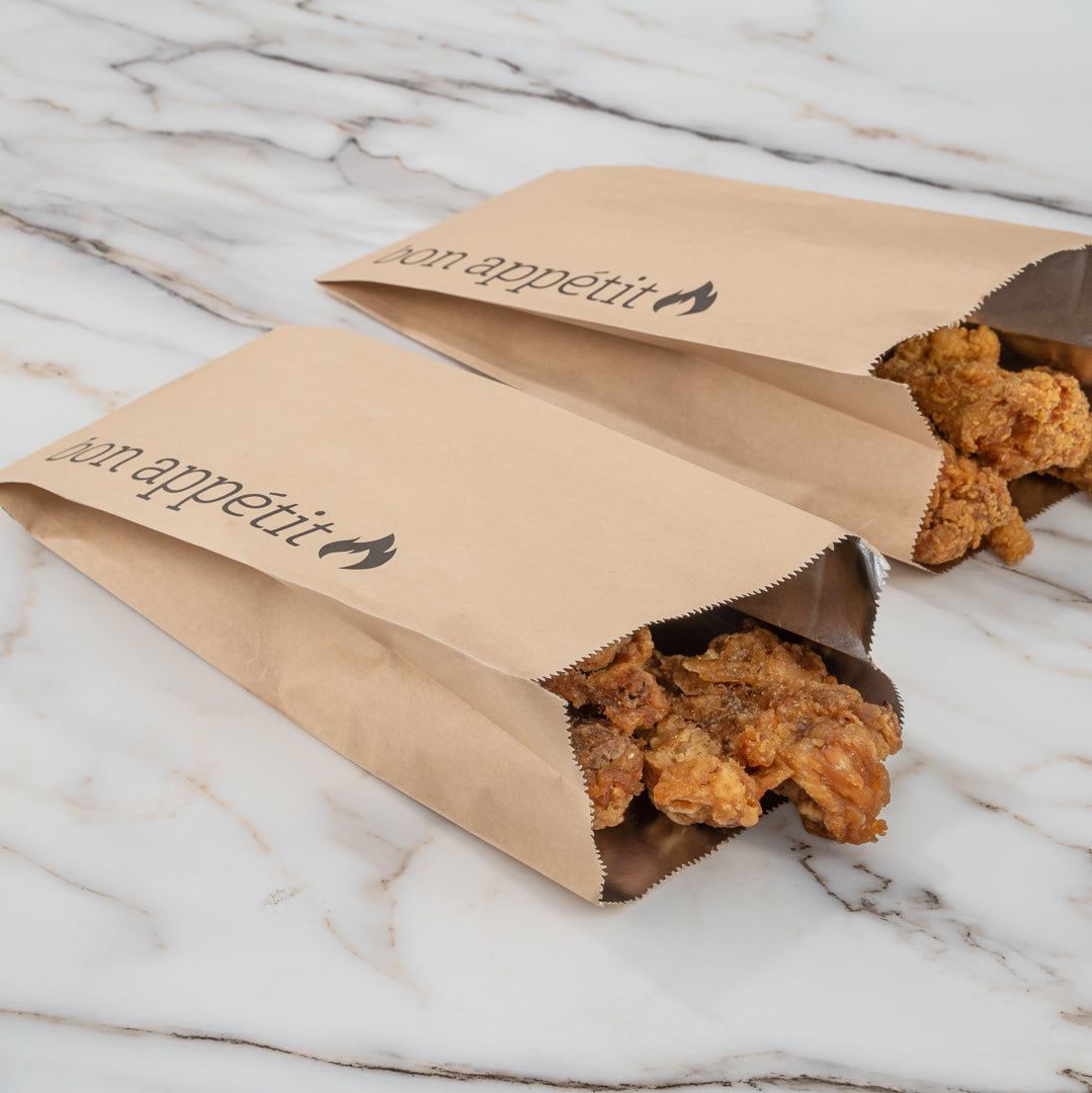 Premium Kraft Paper Foil Bags with Bon Appetit Print - 5.5
