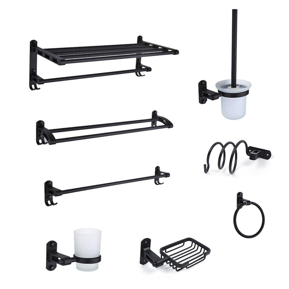 9-Piece Bathroom Hardware Set - Towel Rack, Toilet Paper Holder, Shelf & Wall Hooks - Modern Bathroom Accessories for Home & Apartment - Perfect for Small Spaces & Guest Bathrooms