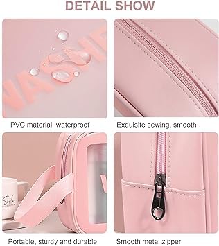 Keetly Premium Makeup Bags Set for Women - Waterproof Cosmetic Organizer & Spacious Toiletry Pouch | Travel Wash Bag for Bath Accessories, Grooming Kit & Beauty Essentials | Perfect for Vacation, Gym & Daily Use (Pink)
