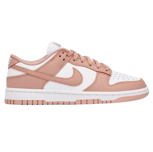 Nike Women's Dunk Low Sneakers - White & Rose Whisper Colorway | Comfortable Casual Shoes for Women | Perfect for Streetwear, Gym & Everyday Fashion