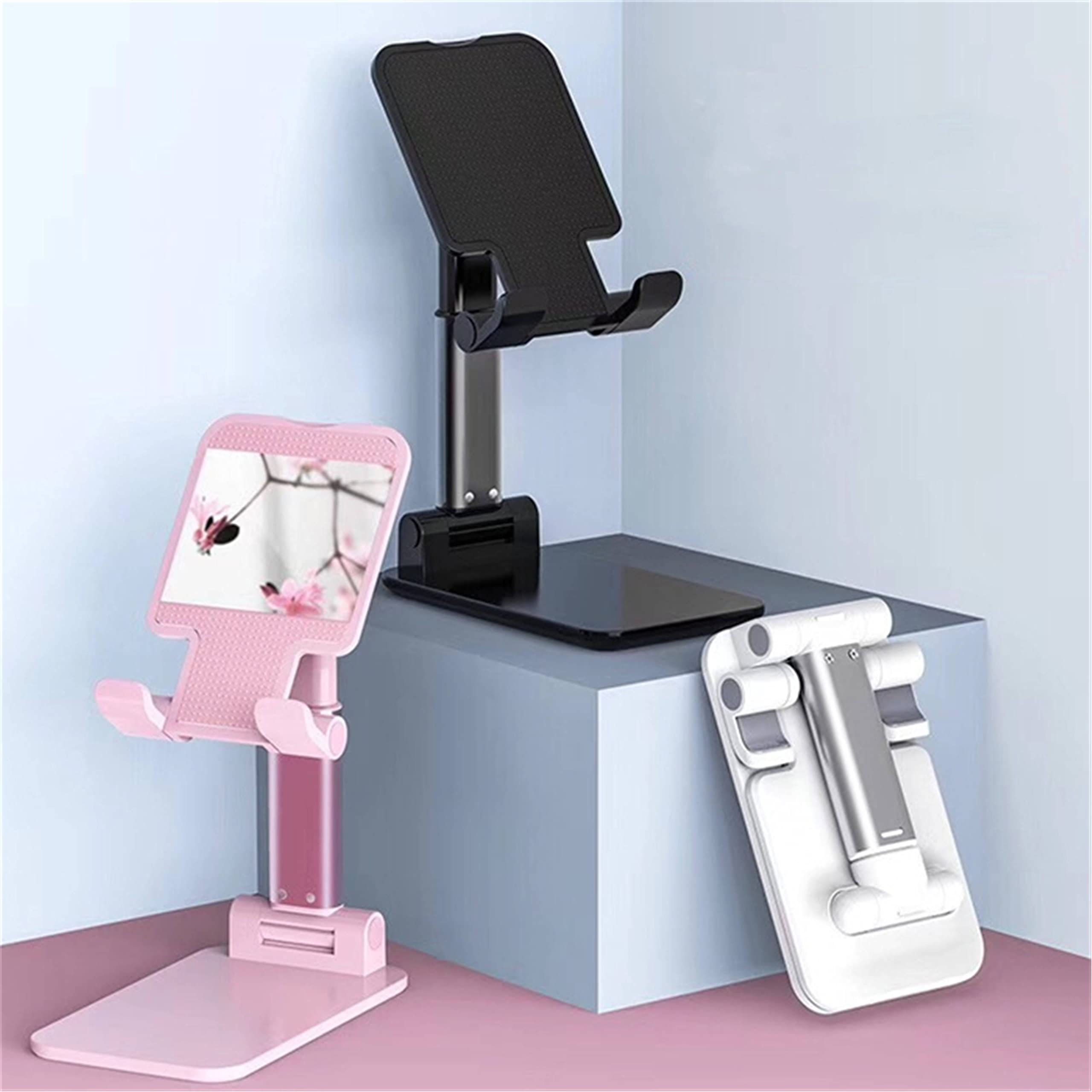 Adjustable Cell Phone Stand for Desk - 360° Rotating Phone Holder with Angle & Height Adjustment, Universal Case-Friendly Design (Black, 4 oz) - Perfect for Office Work, Video Calls, Gaming & Hands-Free Viewing