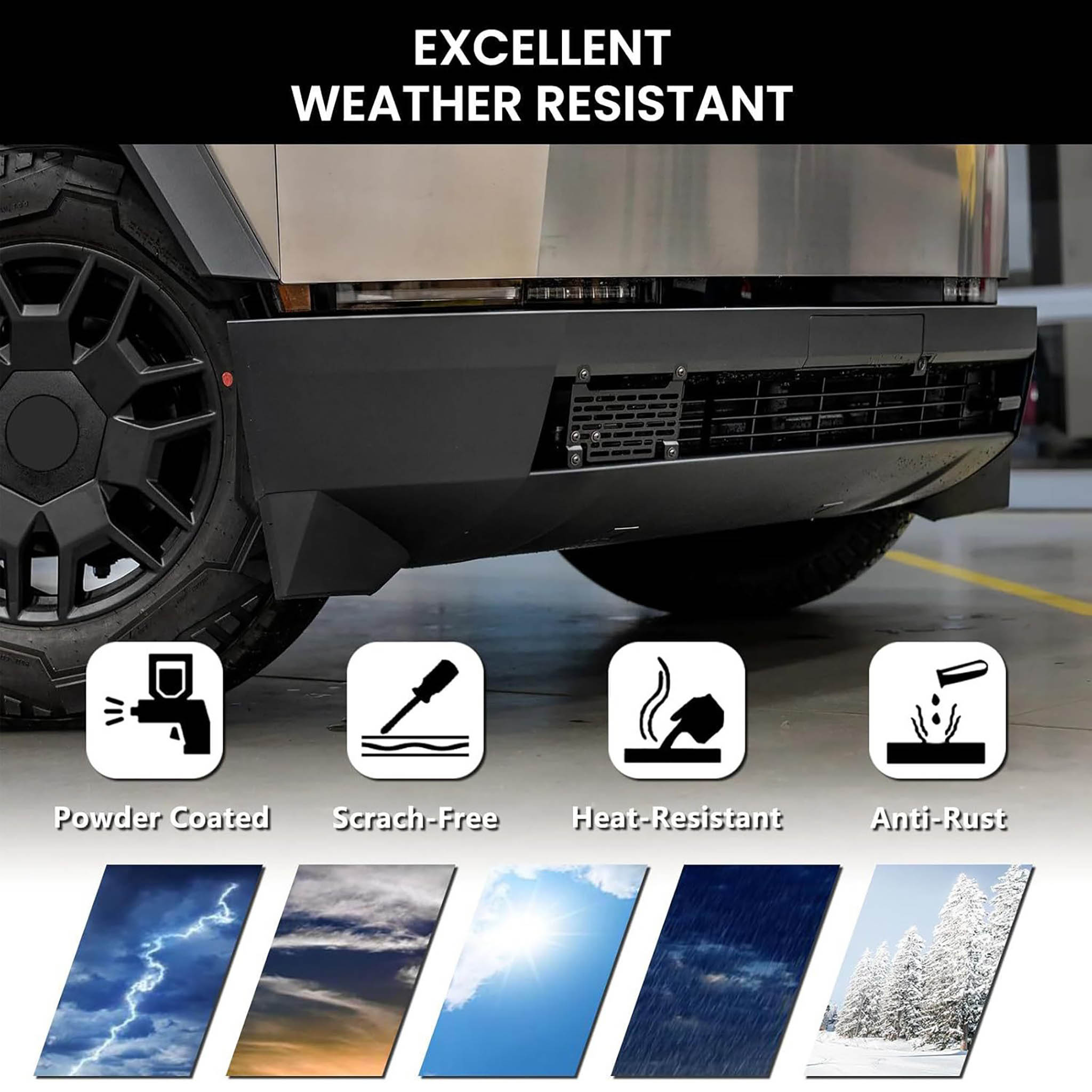 Tesla Cybertruck Front License Plate Bracket - No Drill Installation, Easy Mount (US & Canada Compatible) | Perfect for Street Parking Compliance & Car Show Display