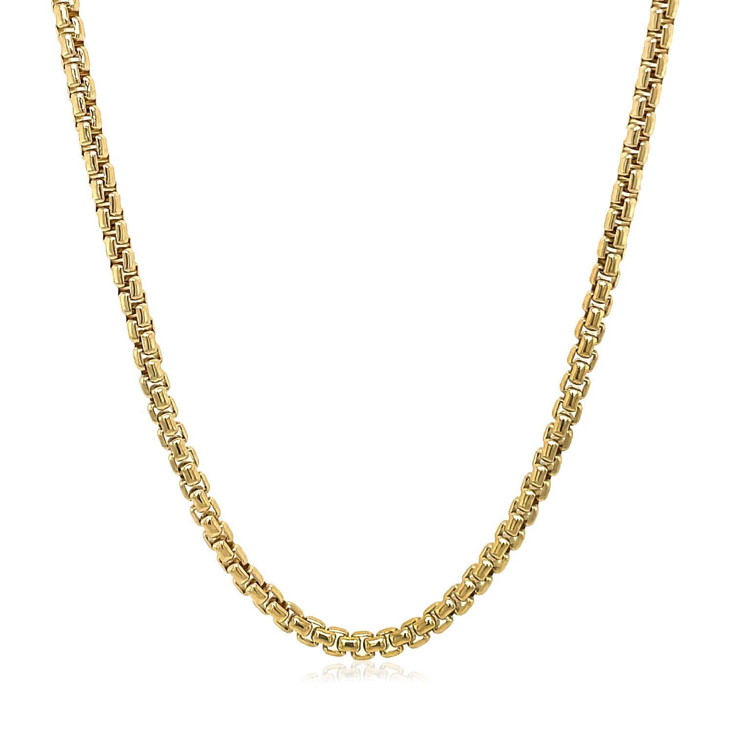 14K Yellow Gold Solid Round Box Chain Necklace - 2.5mm Width, Durable & Hypoallergenic Jewelry for Women & Men - Perfect for Layering, Gift Giving & Everyday Wear