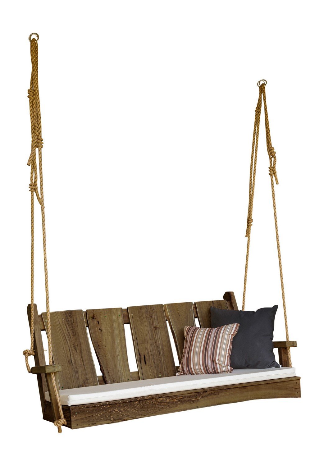 A&L Furniture Blue Mountain Timberland Swing with Rope - Heavy Duty Wooden Porch Swing for Outdoor Garden, Patio, Backyard Relaxation
