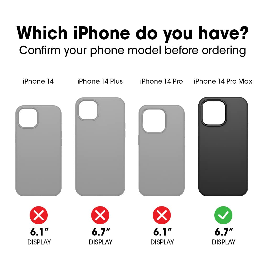 OtterBox iPhone 14 Pro Max OtterGrip Symmetry Series Protective Case - Slim Black Design with Built-in Grip, MagSafe Compatible, Raised Edges for Camera & Screen Protection | Perfect for Daily Use, Outdoor Activities & Travel