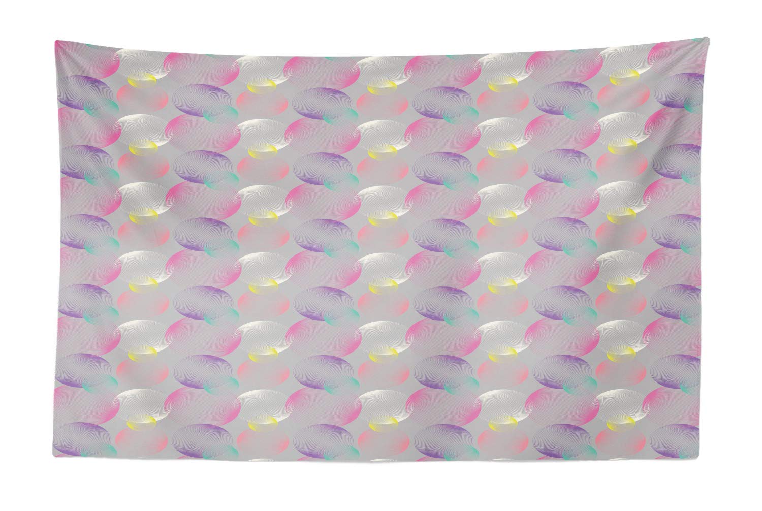 Ambesonne Abstract Tapestry Wall Art - Modern Striped Circles & Bubbles Design - 45x30 Inch Fabric Wall Hanging for Bedroom, Living Room, Dorm Decor - Earth Yellow - Perfect for Bohemian Style Homes & College Dorm Aesthetics
