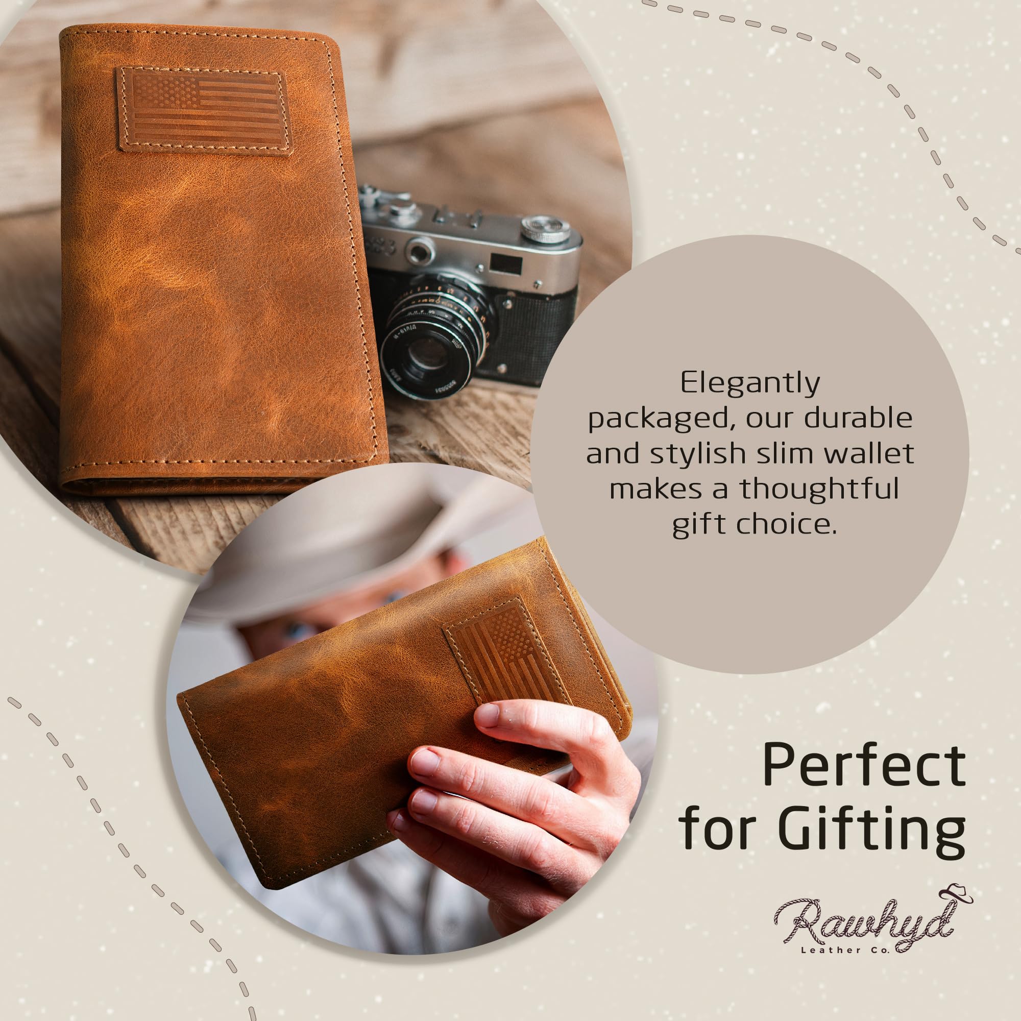 Premium Full-Grain Leather Bifold Wallet for Men - Classic Western Cowboy Wallet with RFID Protection - Durable Rodeo & Checkbook Cover - Perfect Gift for Him - Ideal for Everyday Use, Travel & Outdoor Adventures