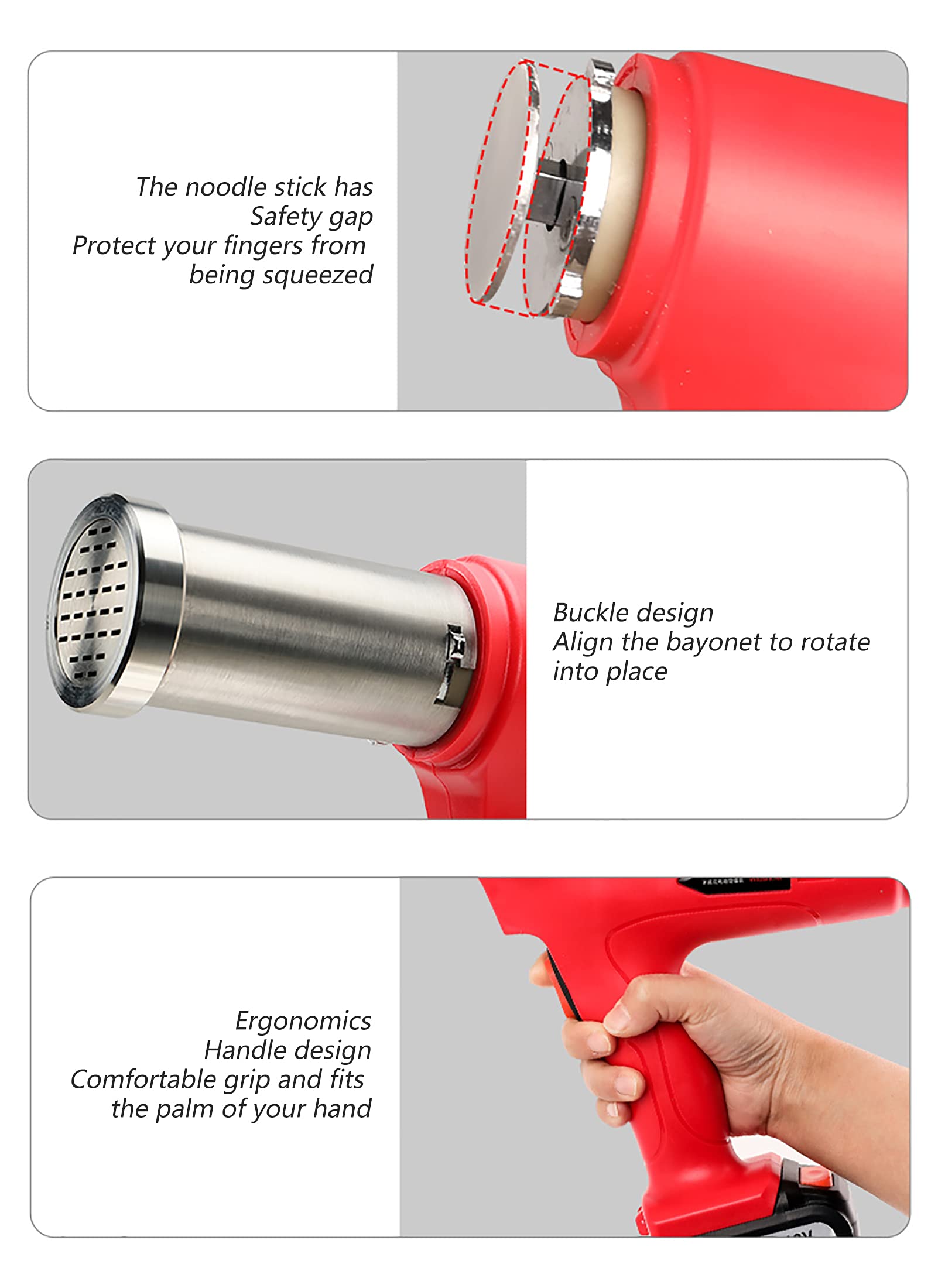 Electric Noodle Press Machine for Home Use - Handheld Pasta Maker with 4 Interchangeable Molds (Spaghetti, Fettuccine, Lasagna, Ravioli) - Perfect for Italian Cooking, Meal Prep & Homemade Pasta Lovers