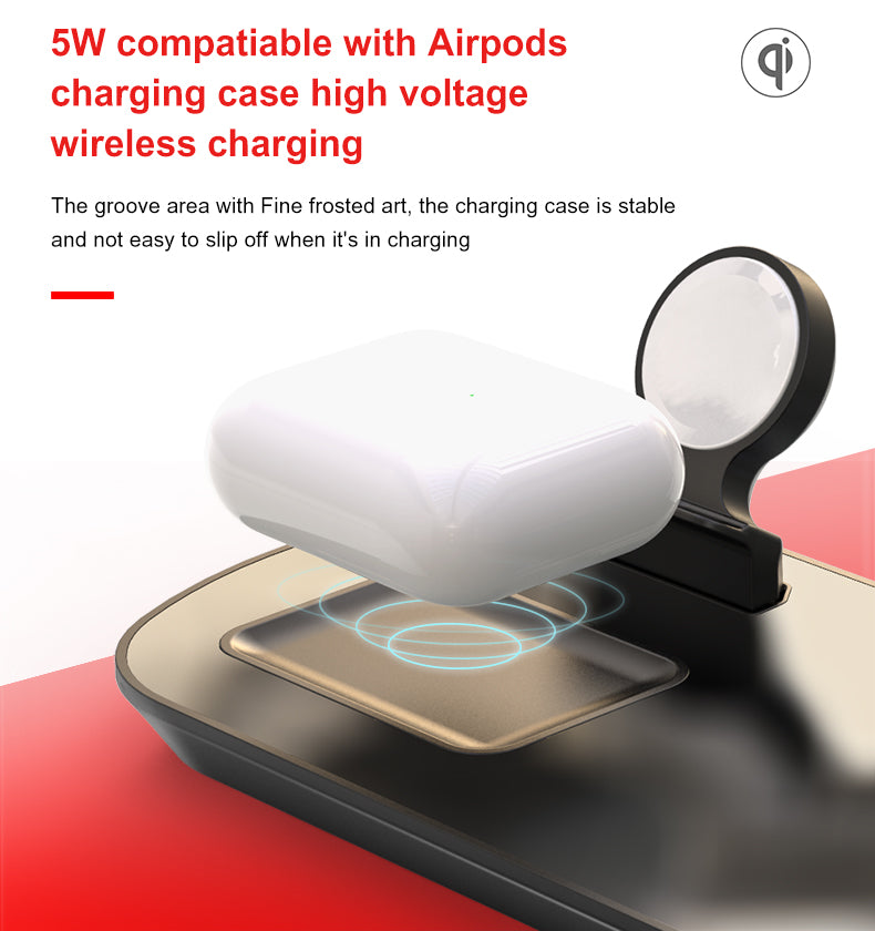 3 in 1 Apple Wireless Charger Stand for iPhone 14/13/12, AirPods & Apple Watch - Fast Charging Station for Home, Office & Travel