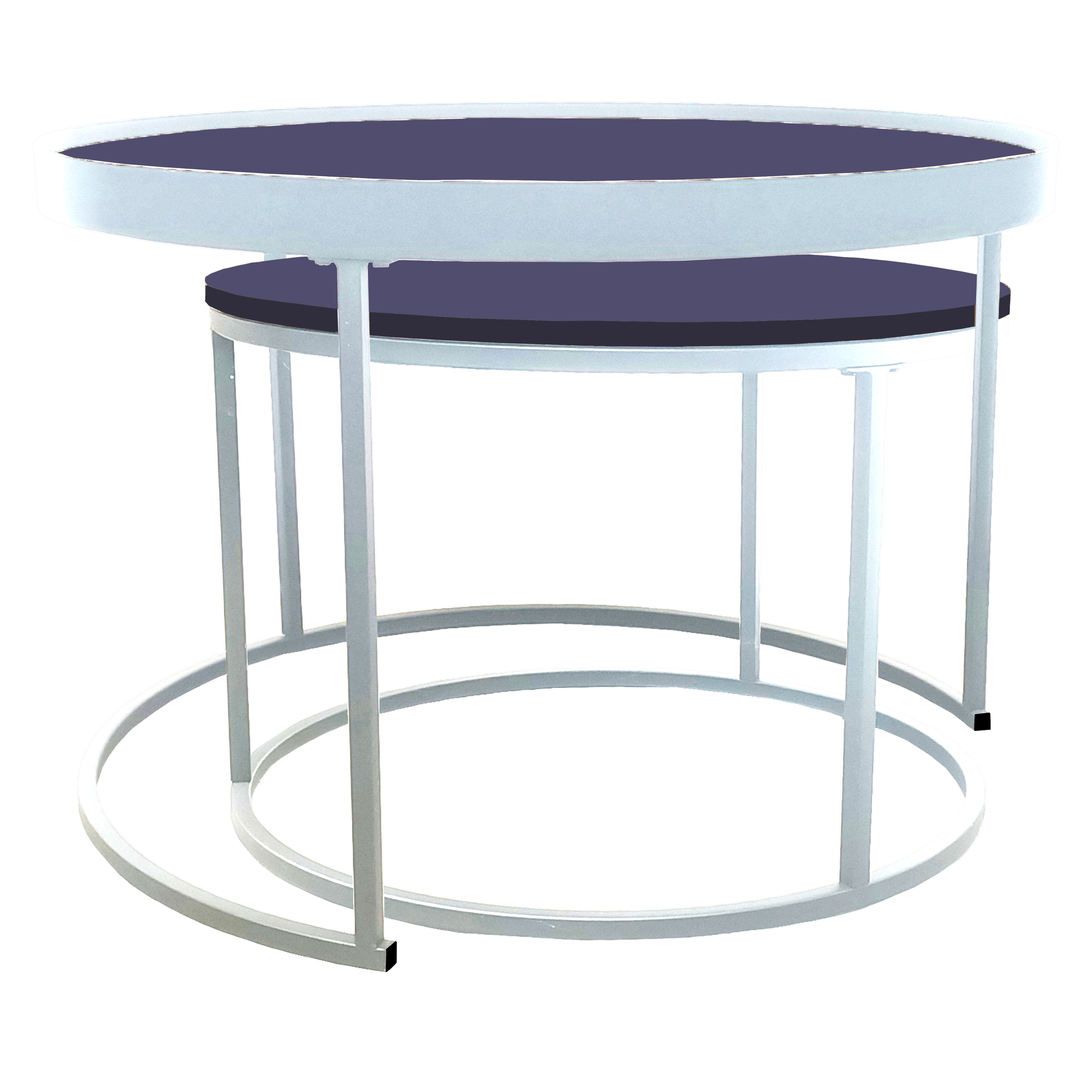 Modern Nested Coffee Table Set - Blue & White Wooden Side Tables for Living Room, Bedroom, or Office - Urban Style Contemporary Furniture for Small Spaces