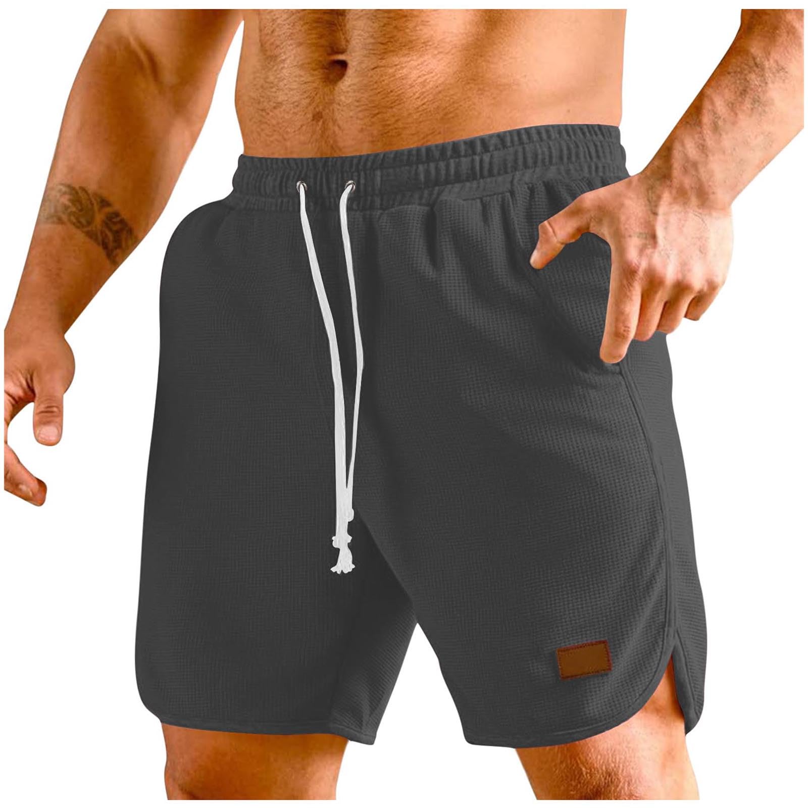 Men's Waffle Knit Athletic Shorts with Drawstring & Pockets - Breathable Summer Running Shorts, Gym Workout Shorts, Casual Lounge Shorts for Sports & Outdoor Activities