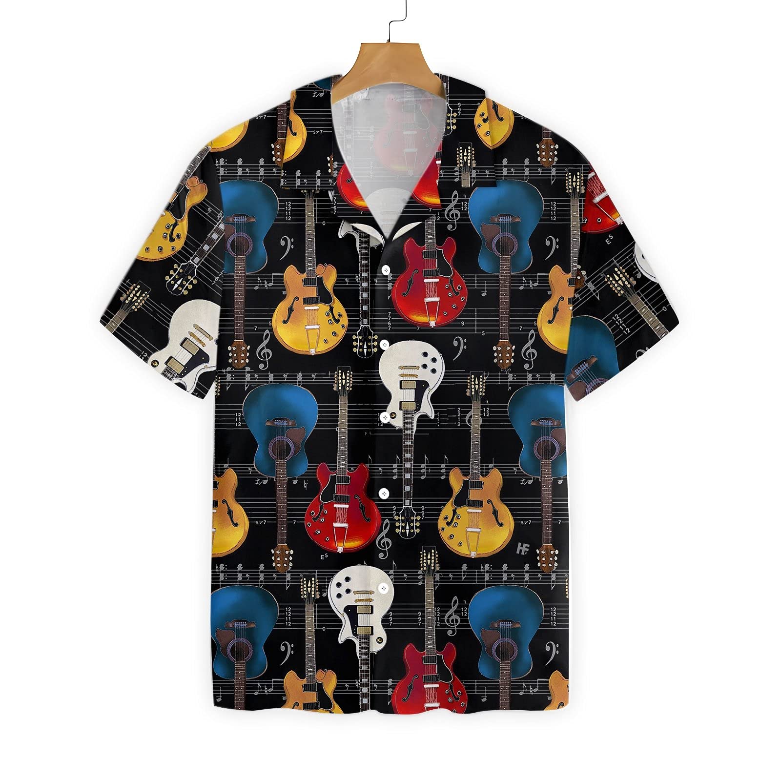 Funny Guitar Hawaiian Shirt for Men - Colorful Short Sleeve Casual Shirt with Vibrant Guitar Pattern | Perfect for Beach Parties, Music Festivals & Summer Vacations