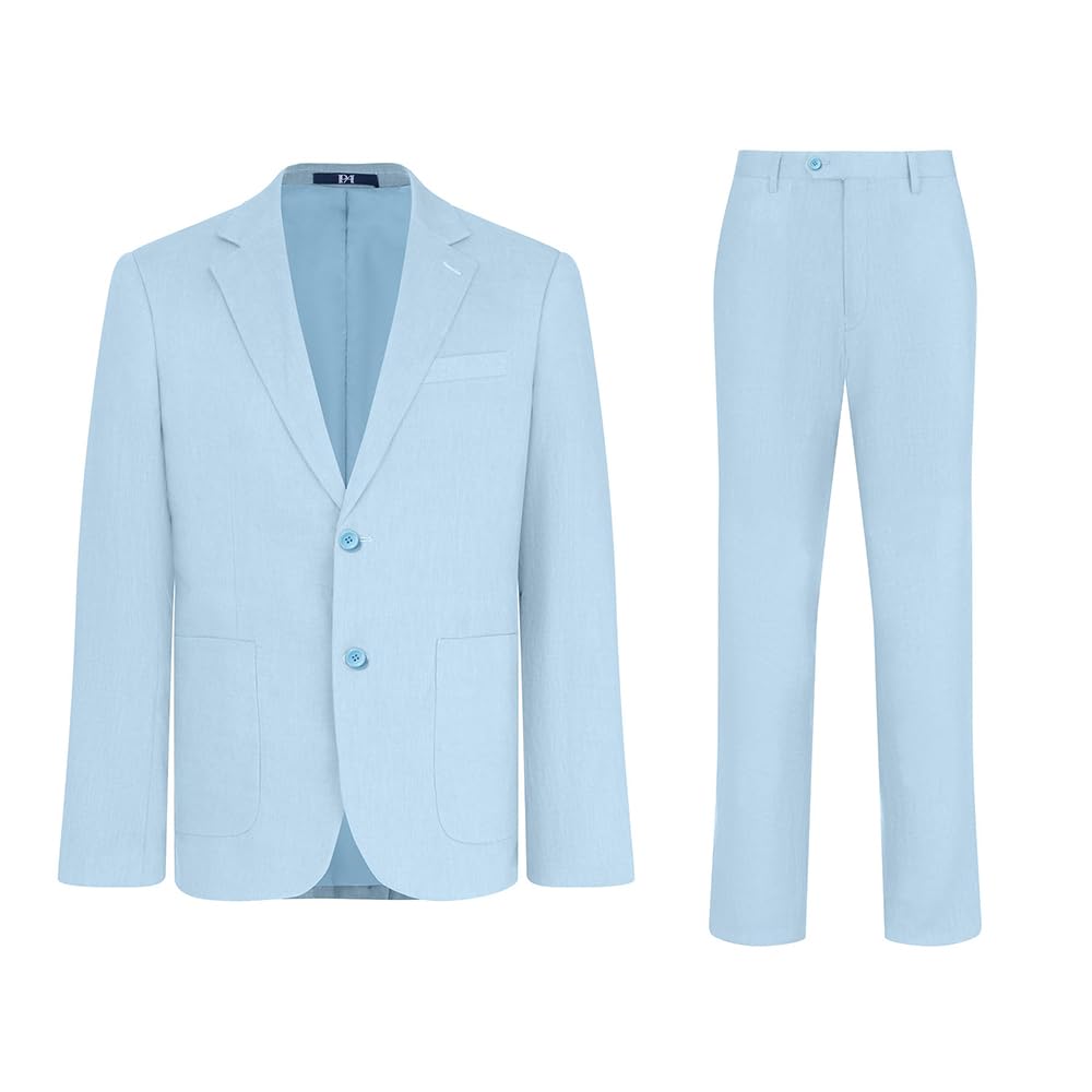 Premium Men's 2-Piece 100% Linen Slim Fit Suit Set with Two-Button Blazer & Dress Pants | Breathable Business Attire for Weddings, Office & Summer Events