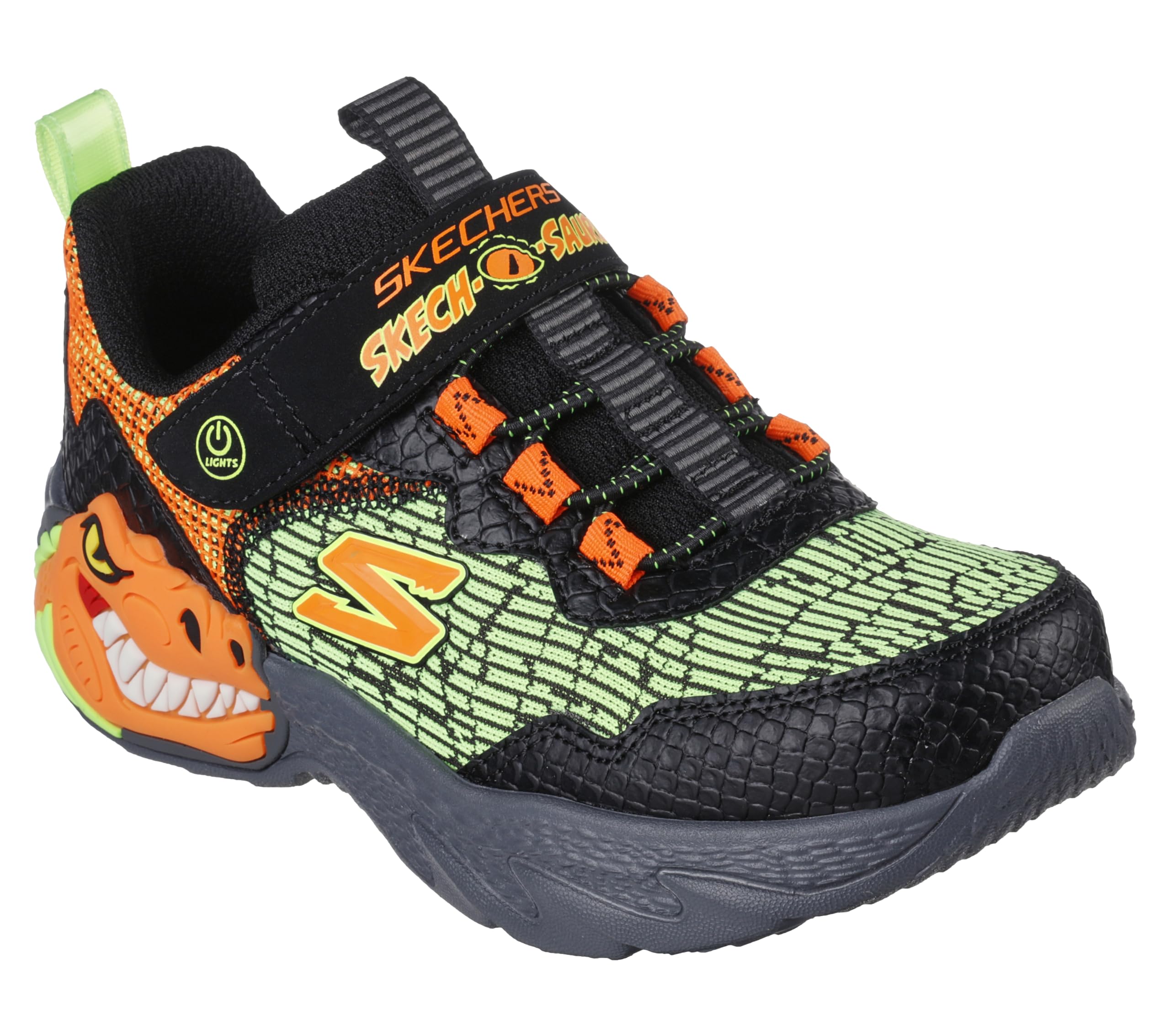 Skechers Boys' Dino Lights LED Sneakers - Light Up Shoes for Kids with Dinosaur Design | Perfect for Running, Playground & Nighttime Outdoor Activities