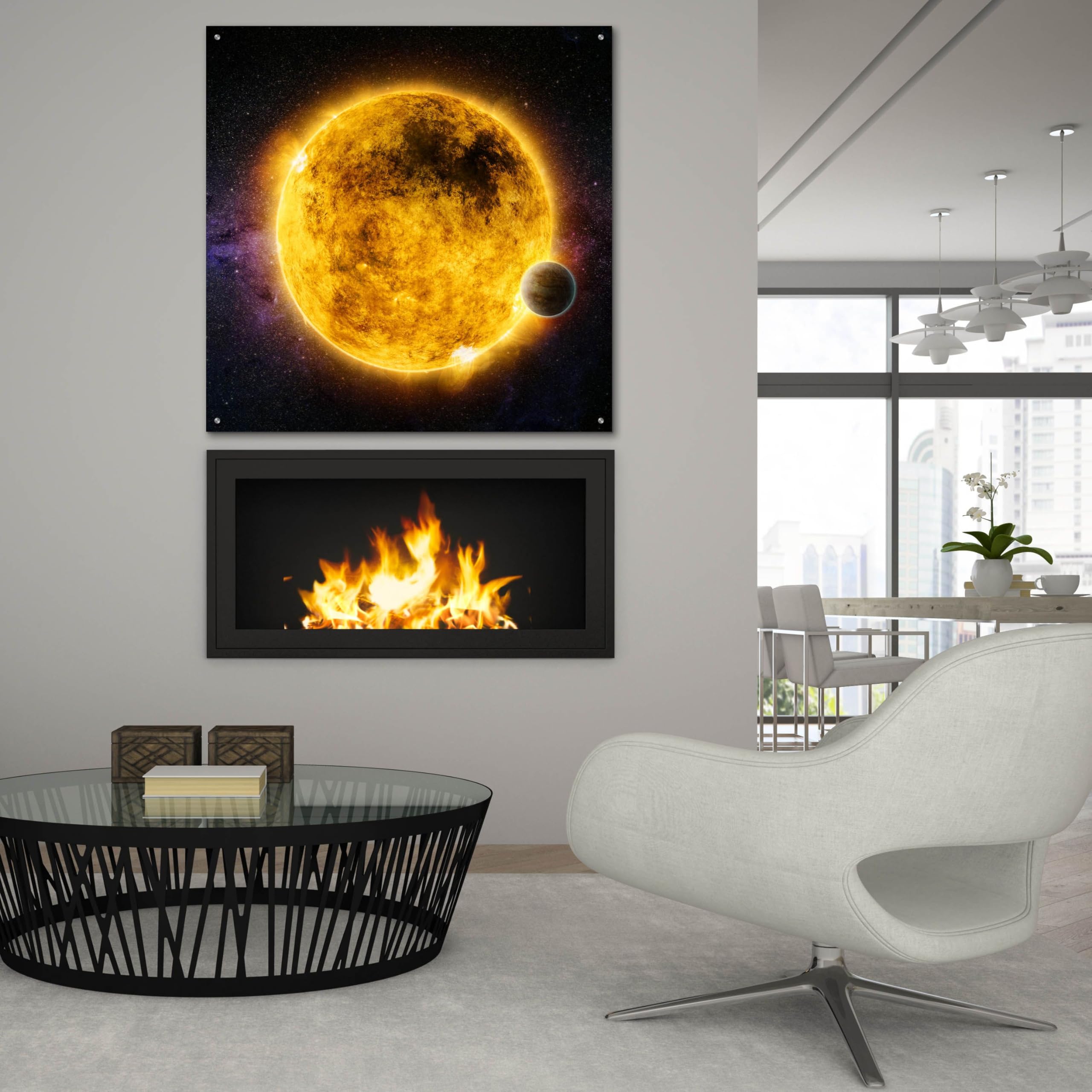 Epic 'Older Sun-Like Star' Acrylic Glass Wall Art - 36x36 Inches Modern Abstract Painting for Living Room, Bedroom & Office Decor