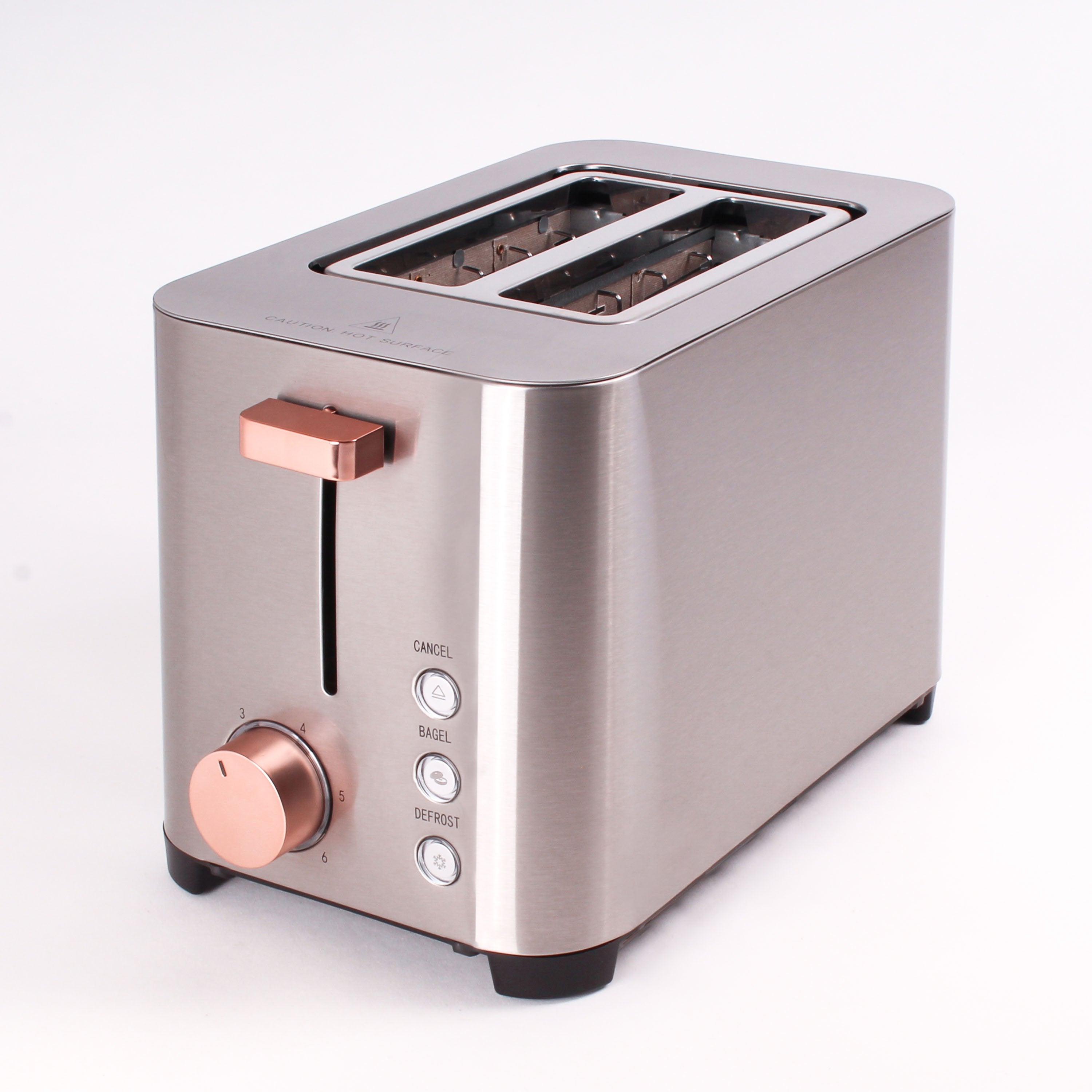 BergHOFF Ouro Gold 2 Slice Stainless Steel Toaster 850W - Compact Countertop Toaster for Perfect Breakfast Toast, Bagels & Pastries - Ideal for Kitchens, Dorms & Small Spaces