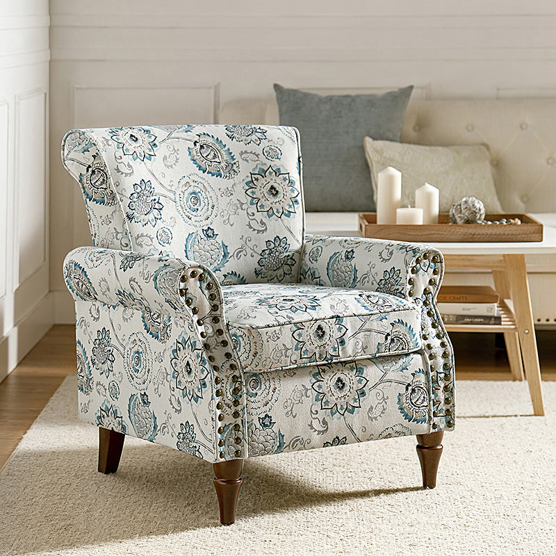 Artemisa Modern Floral Pattern Upholstered Armchair - Comfortable Living Room Accent Chair for Home Office & Lounge Decor