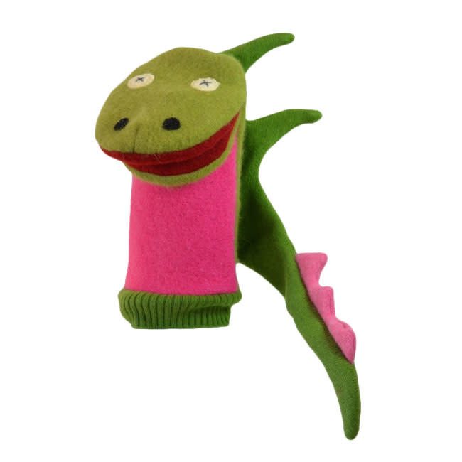 Cate & Levi Wool Animal Puppet - Handmade Dragon Plush Toy for Kids, Soft & Cuddly Stuffed Animal for Imaginative Play, Storytelling, and Nursery Decor