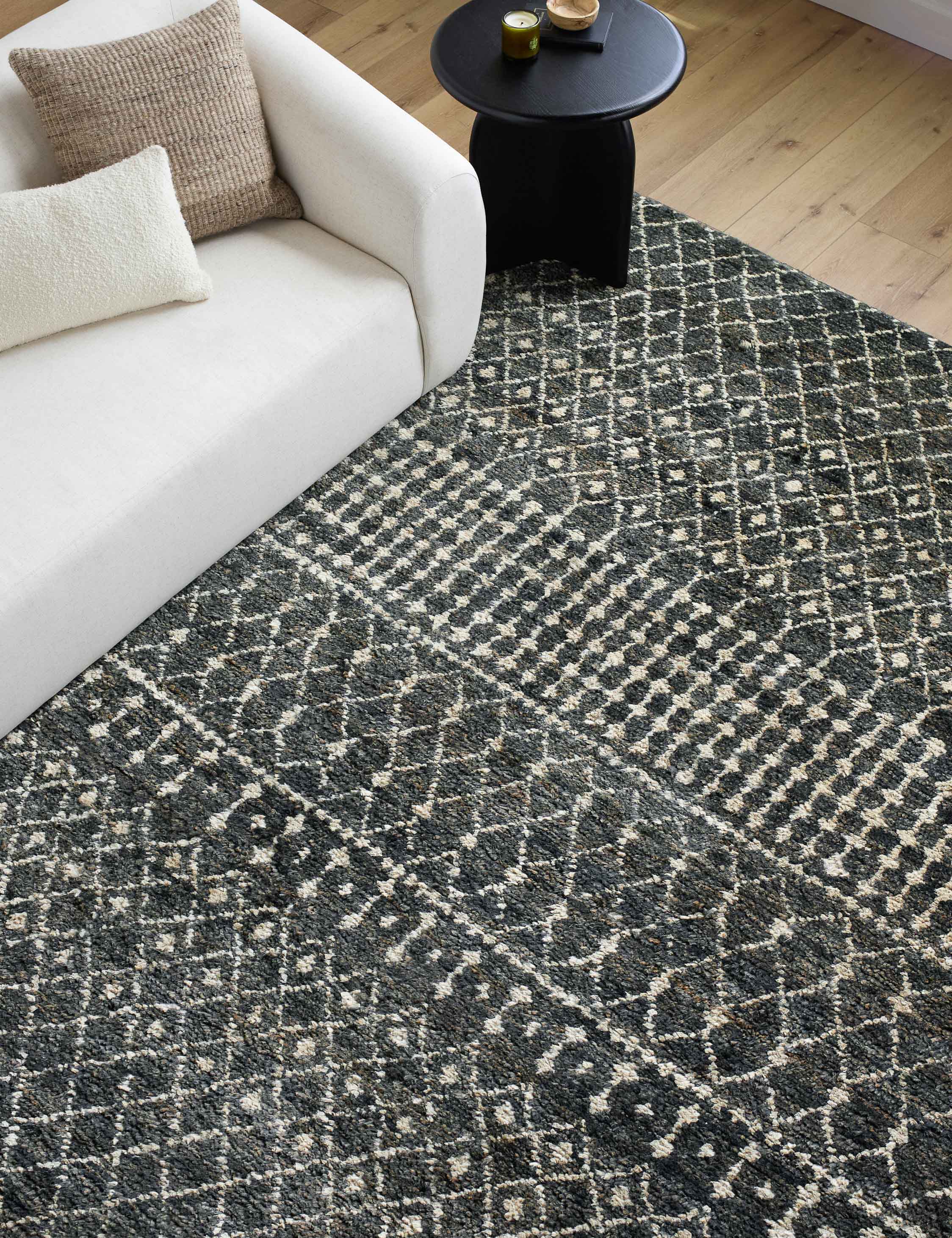 Premium Devera Hand-Knotted Jute Moroccan Style Area Rug - Boho Chic Living Room & Bedroom Decor