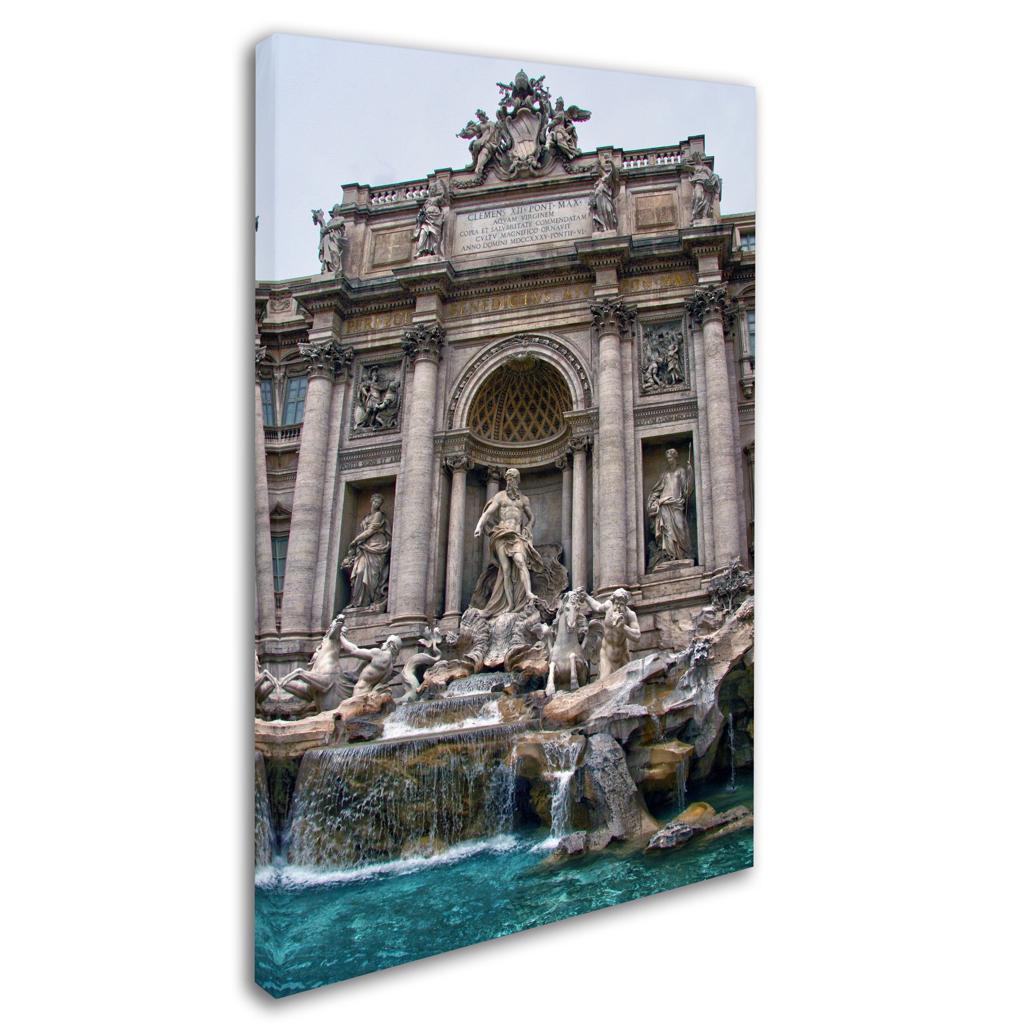 Trademark Fine Art Trevi Fountain Canvas Wall Art by CATeyes - 30x47 Inches - Stunning Italian Landmark Decor for Living Room, Bedroom & Office