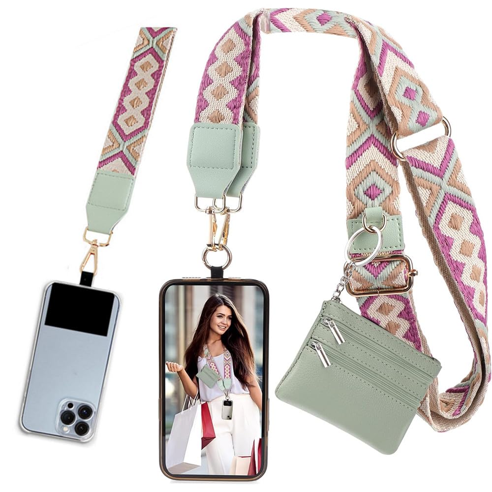 Universal Phone Lanyard with Zippered Pouch - Crossbody & Wrist Strap for iPhone, Samsung & Smartphones - Wallet & Card Holder for Travel, Shopping & Everyday Use