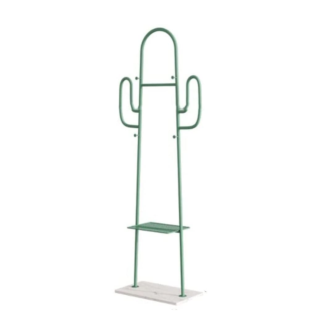 Metal Coat Rack with 6 Hooks & 2 Shelves - Sturdy Hall Tree Stand for Hanging Coats, Hats, Bags | Space-Saving Entryway Organizer for Foyer, Bedroom, or Office (Green)