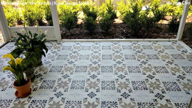 Mediterranean Tile Stencil Set for DIY Home Decor - Reusable Painting Templates for Walls, Floors, and Furniture - Perfect for Kitchen Backsplash, Bathroom, and Outdoor Projects