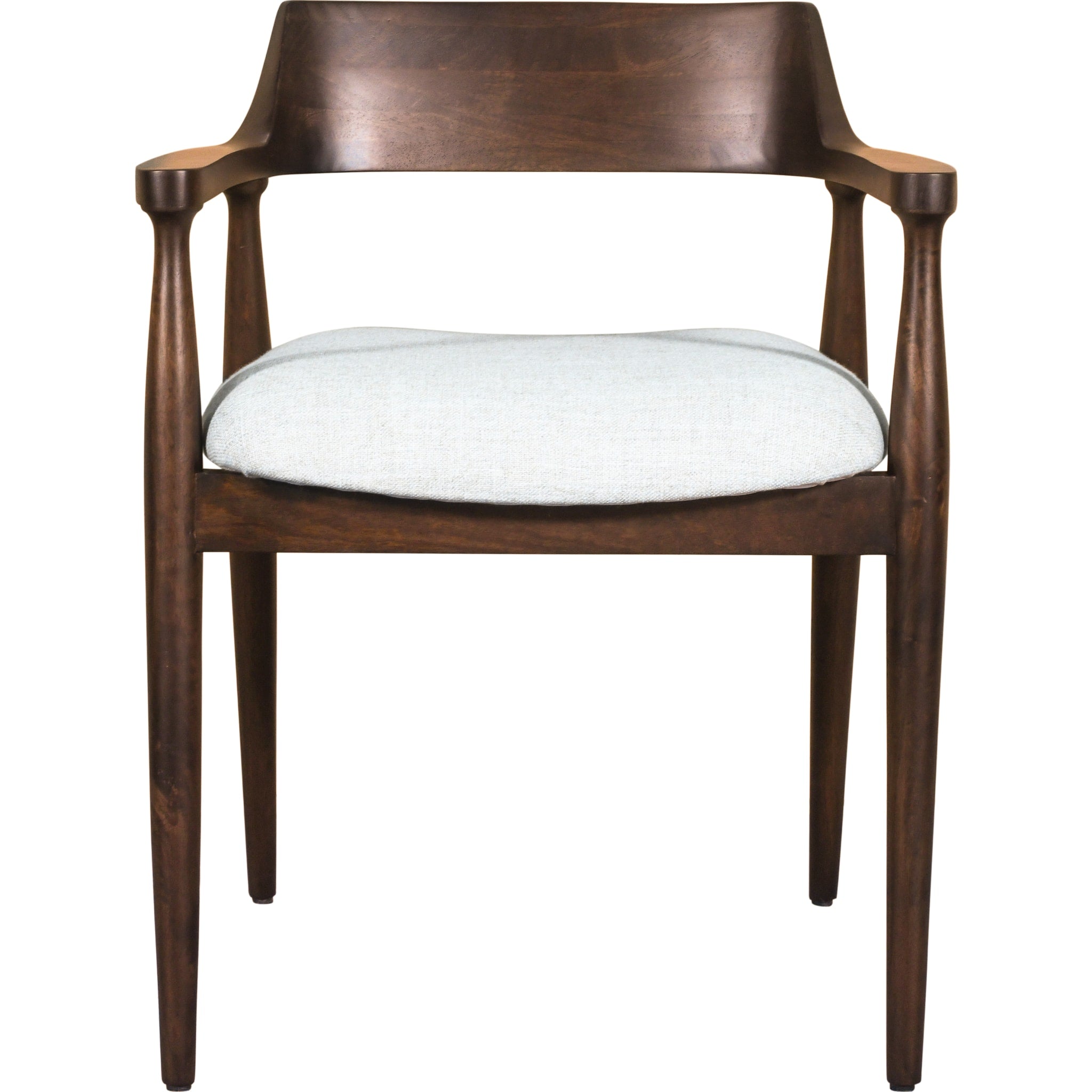 Amaroo Solid Mango Wood Linen Upholstered Dining Arm Chair in Honey Date - Modern Farmhouse Kitchen & Dining Room Accent Chair for Home Decor