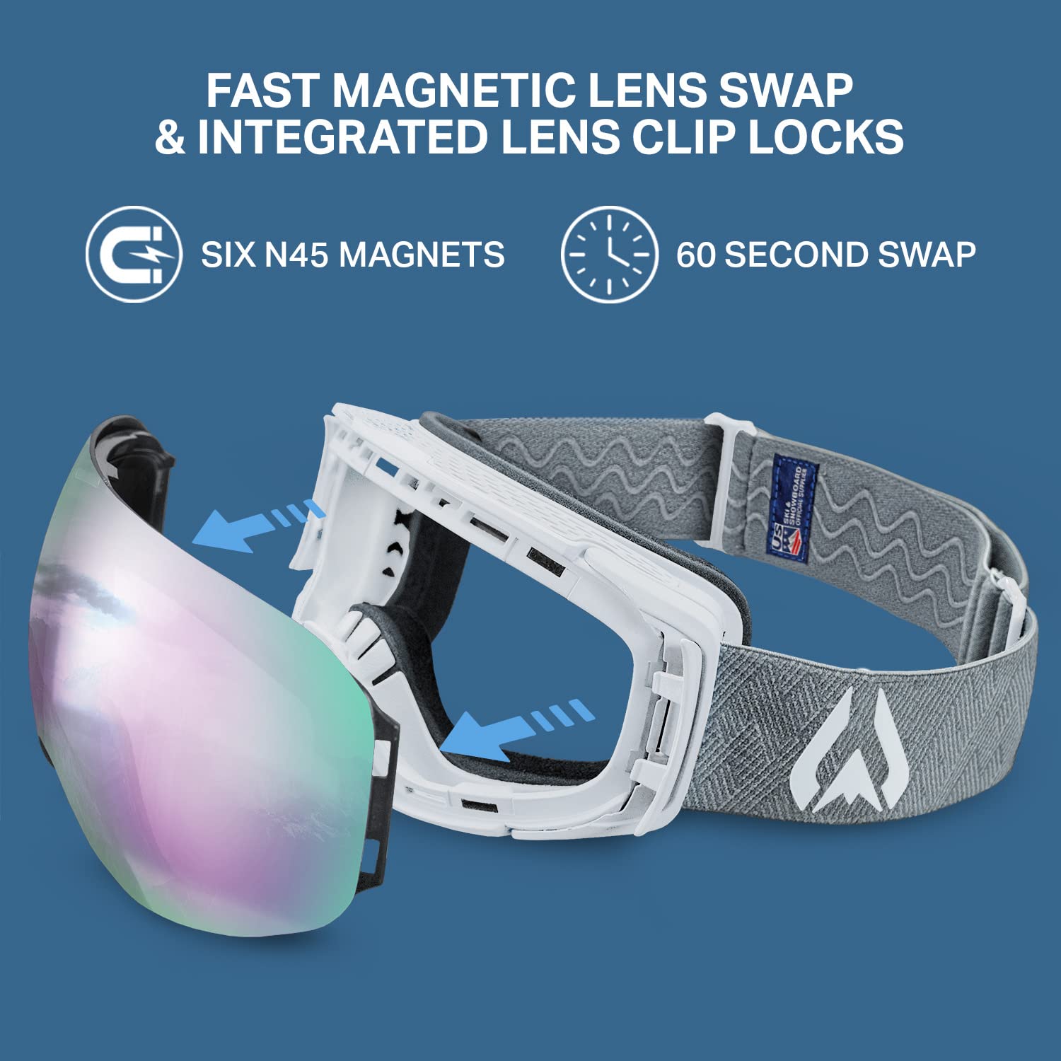 Wildhorn Roca Ski Goggles for Men & Women - Anti-Fog, Scratch-Resistant, 100% UV Protection with Magnetic Lens - Perfect for Snowboarding & Winter Sports