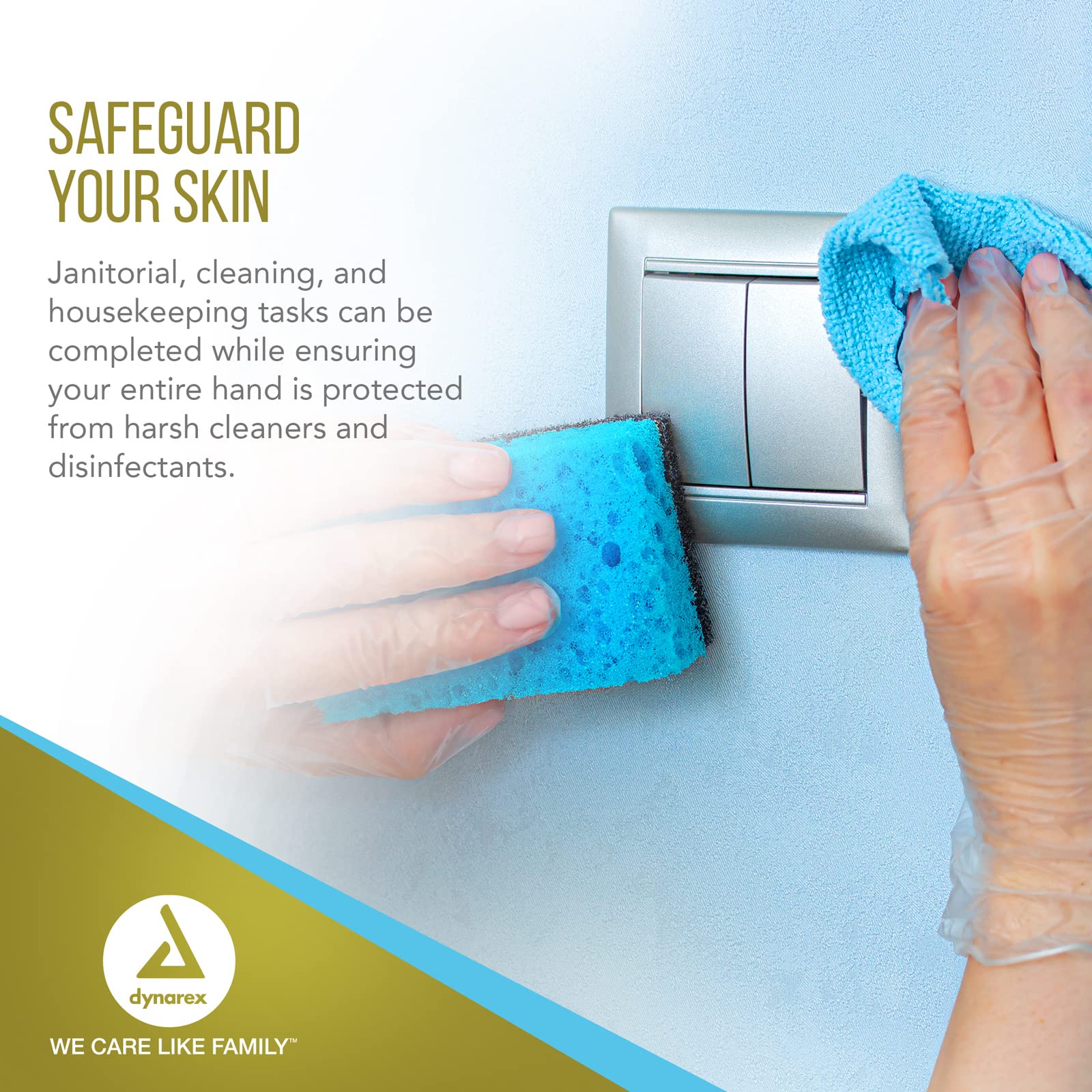 Dynarex Safe-Touch Powder-Free Vinyl Disposable Exam Gloves - Medium Size, Ambidextrous, Clear (Case of 10 Boxes, 100 Gloves Each) | Food Safe, Medical & Laboratory Use, Food Handling, Tattoo & Nail Salon, Cleaning & Household Protection