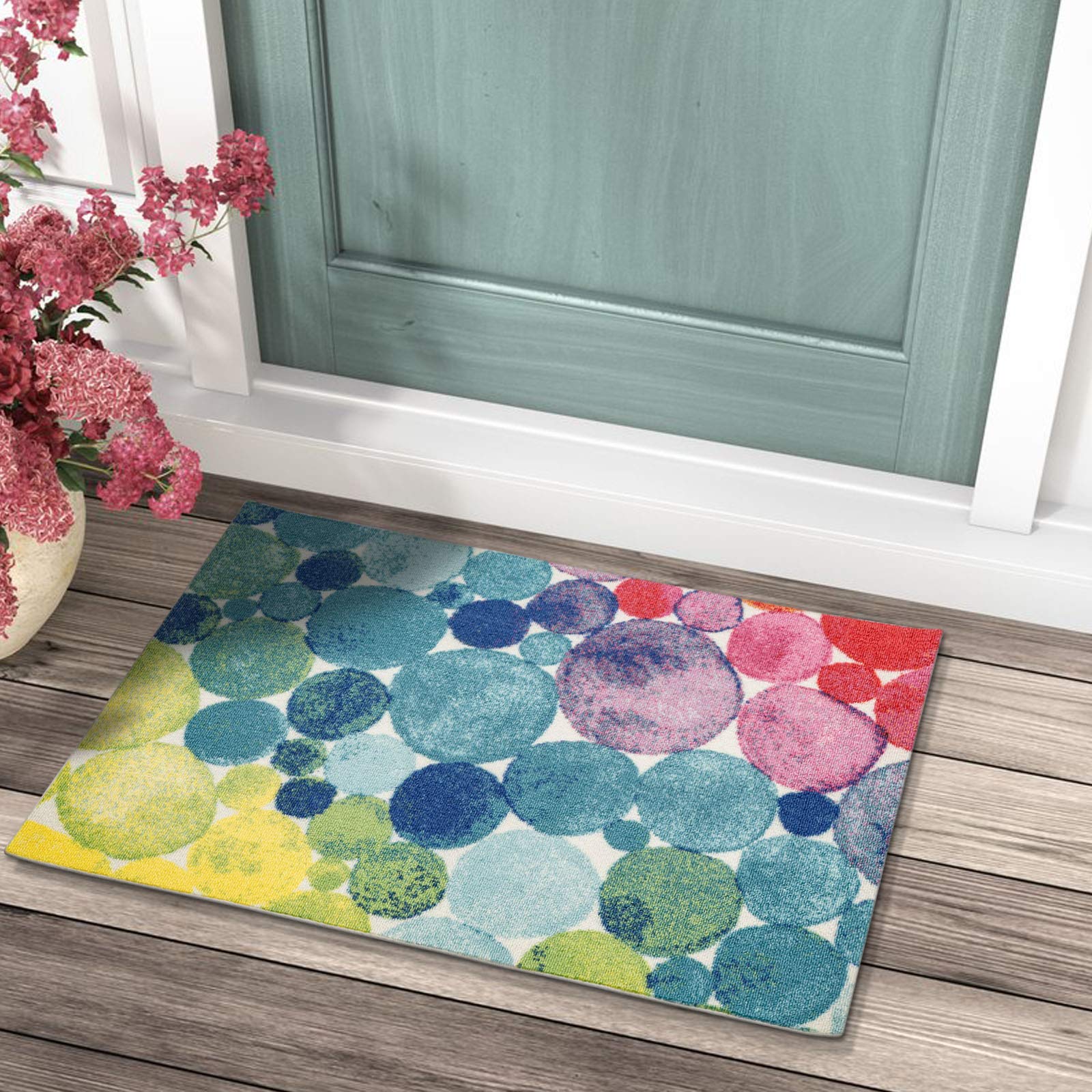 DECOMALL 2'x3' Non-Slip Door Mat - Colorful Bubble Design Outdoor Rug for Porch, Patio, Balcony, Deck & Yard - 24x36 Inch Waterproof Entryway Mat - Perfect for Home, Office & Commercial Use