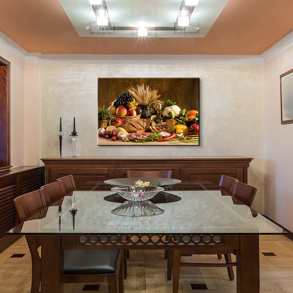 Fruit Canvas Wall Art - Kitchen & Dining Room Decor - 28''H x 40''W Modern Food Themed Painting - Perfect for Home Kitchen Wall Decor, Restaurant Decor, and Gift Ideas