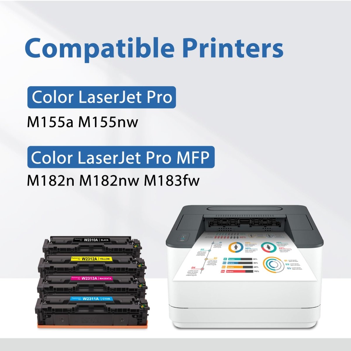 HP 215A Compatible Toner Cartridge Set - 4 Pack with Smart Chip (W2310A) | High-Yield Replacement for HP LaserJet Pro Printers | Perfect for Office & Home Printing Needs